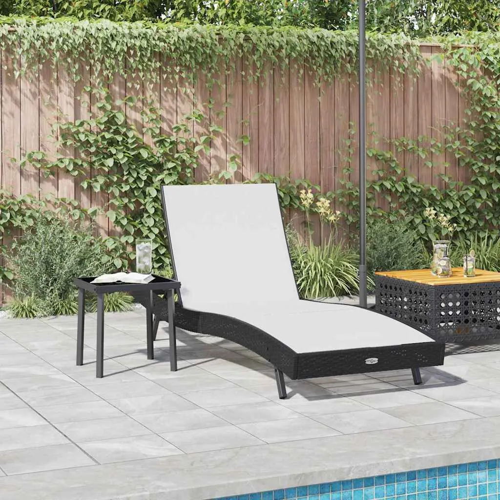 Sonnenliege mit Tisch 197x70x82 cm Schwarz und Weiß
