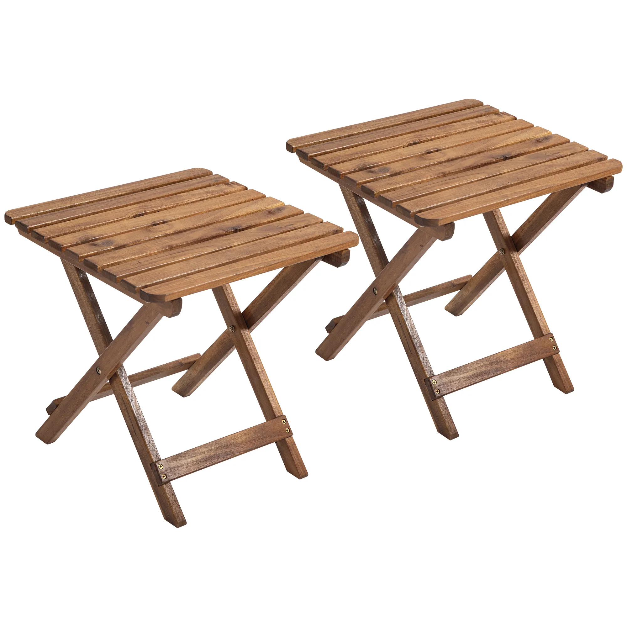 Klapptisch-Set 45x45x45 cm Naturholz für Balkon und Garten