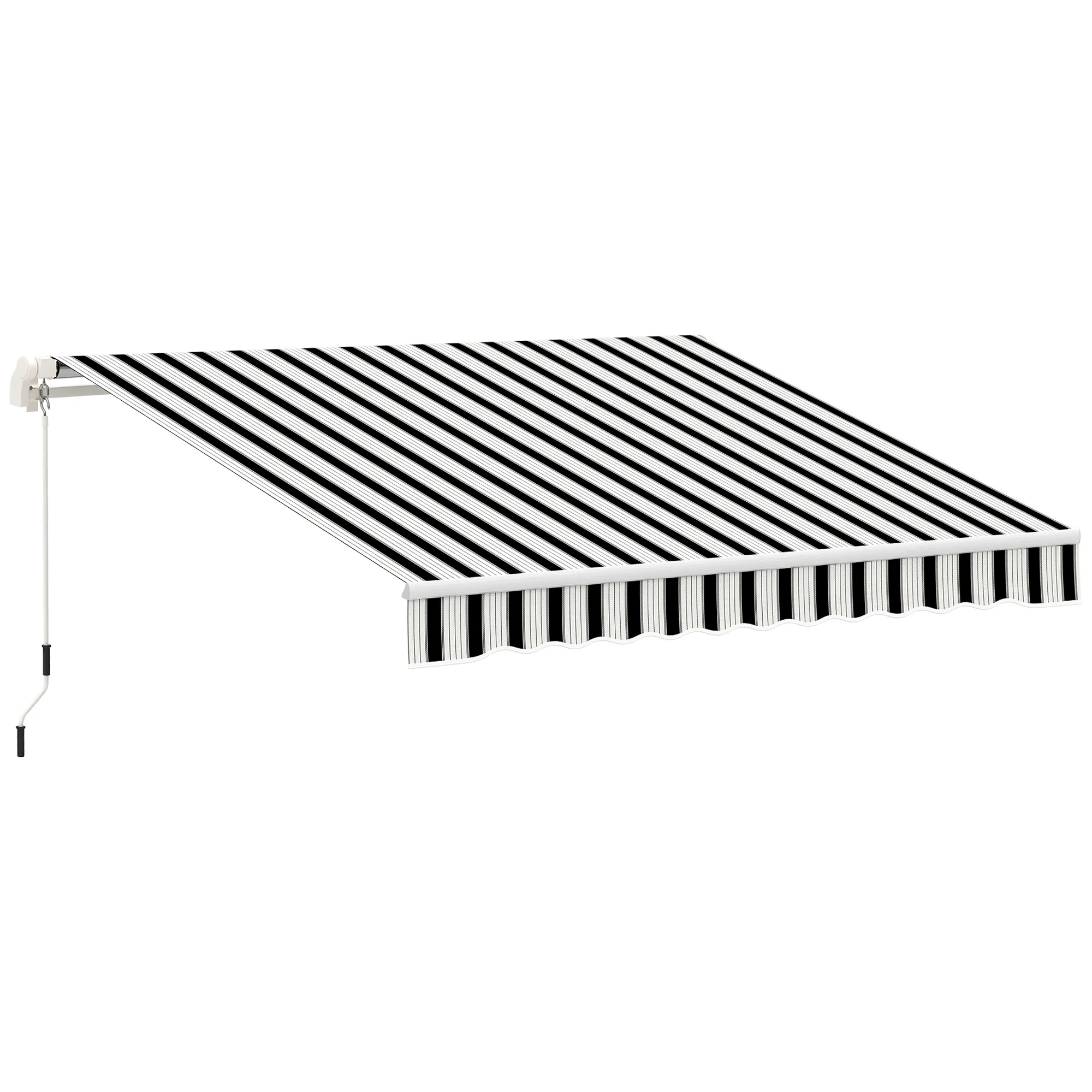 Markise, Sonnenschutz, einfahrbar, mit Handkurbel, Metallrahmen, Polyester, blau+weiß, 3,95 x 2,45 x 3,50 m