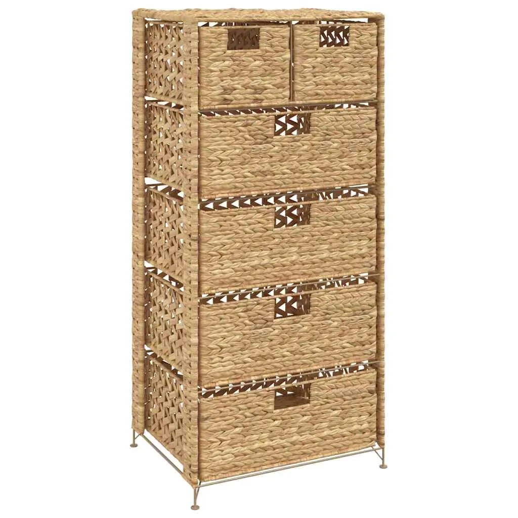 Praktischer Schubladenschrank 47x37x100 cm Braun mit Wasserhyazinthen-Körben