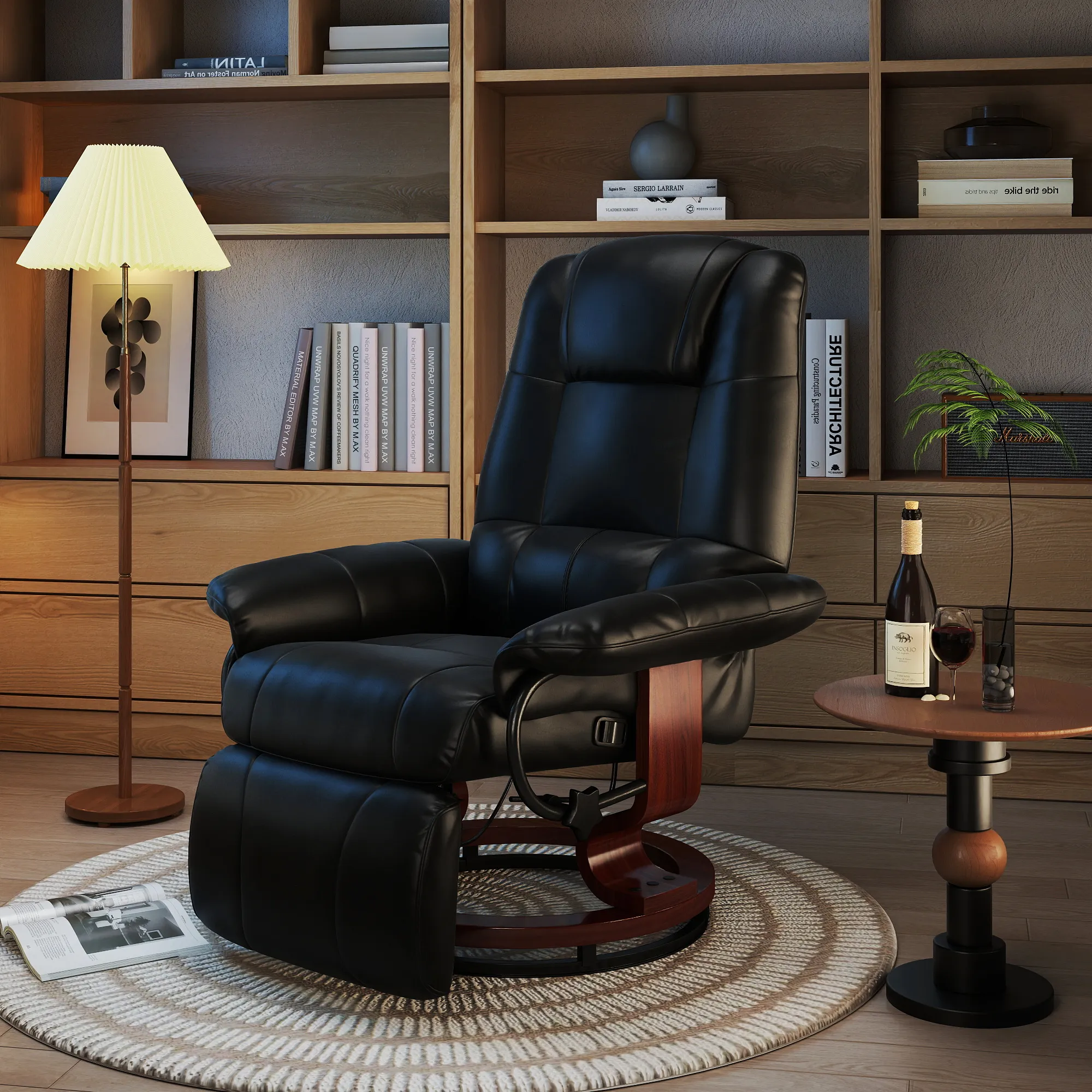 Relaxsessel Fernsehsessel Liegesessel Kunstleder 360° Drehstuhl 145° neigbar Schwarz 78 x 87 x 100 cm