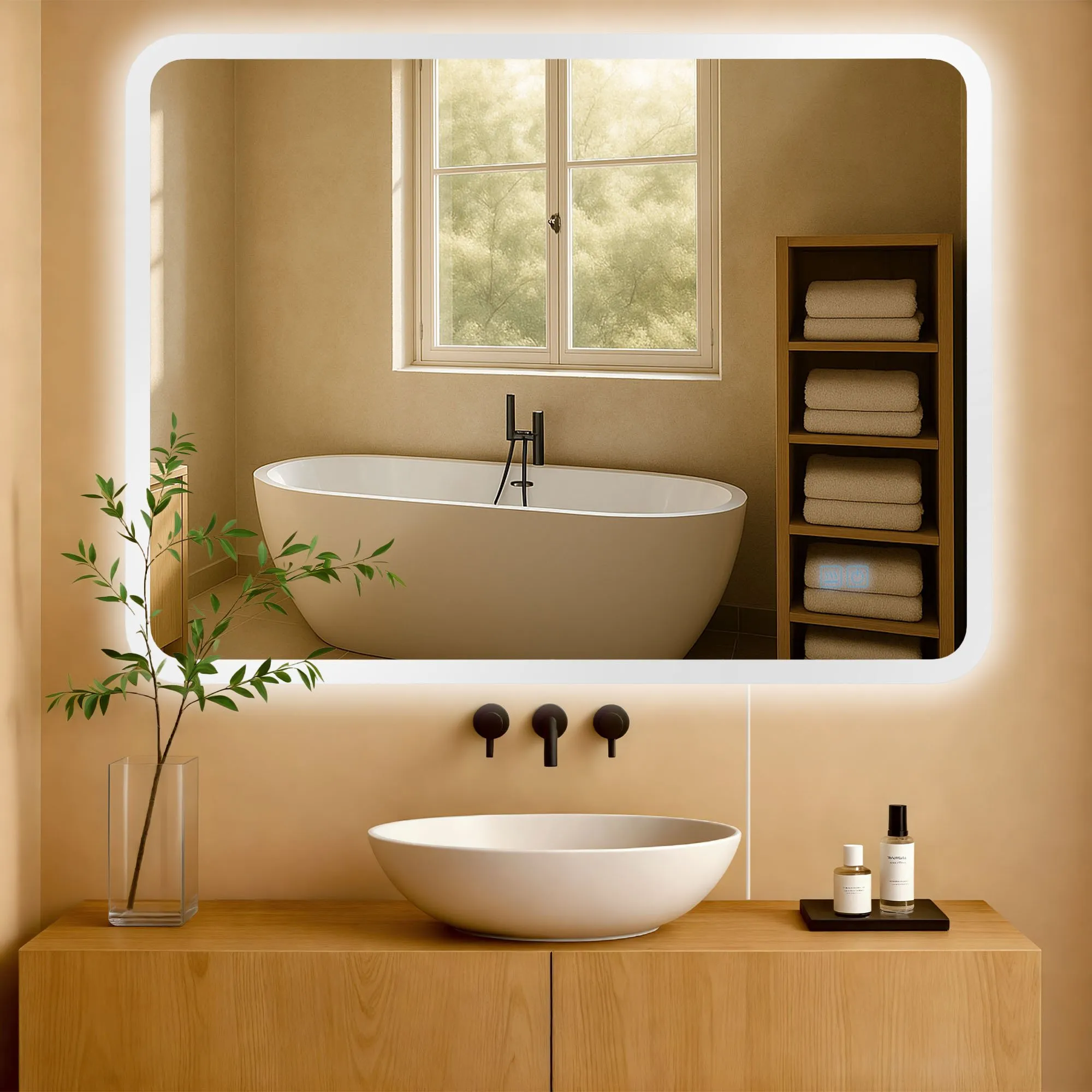 Badspiegel Jericho LED 100x70 cm Klarglas