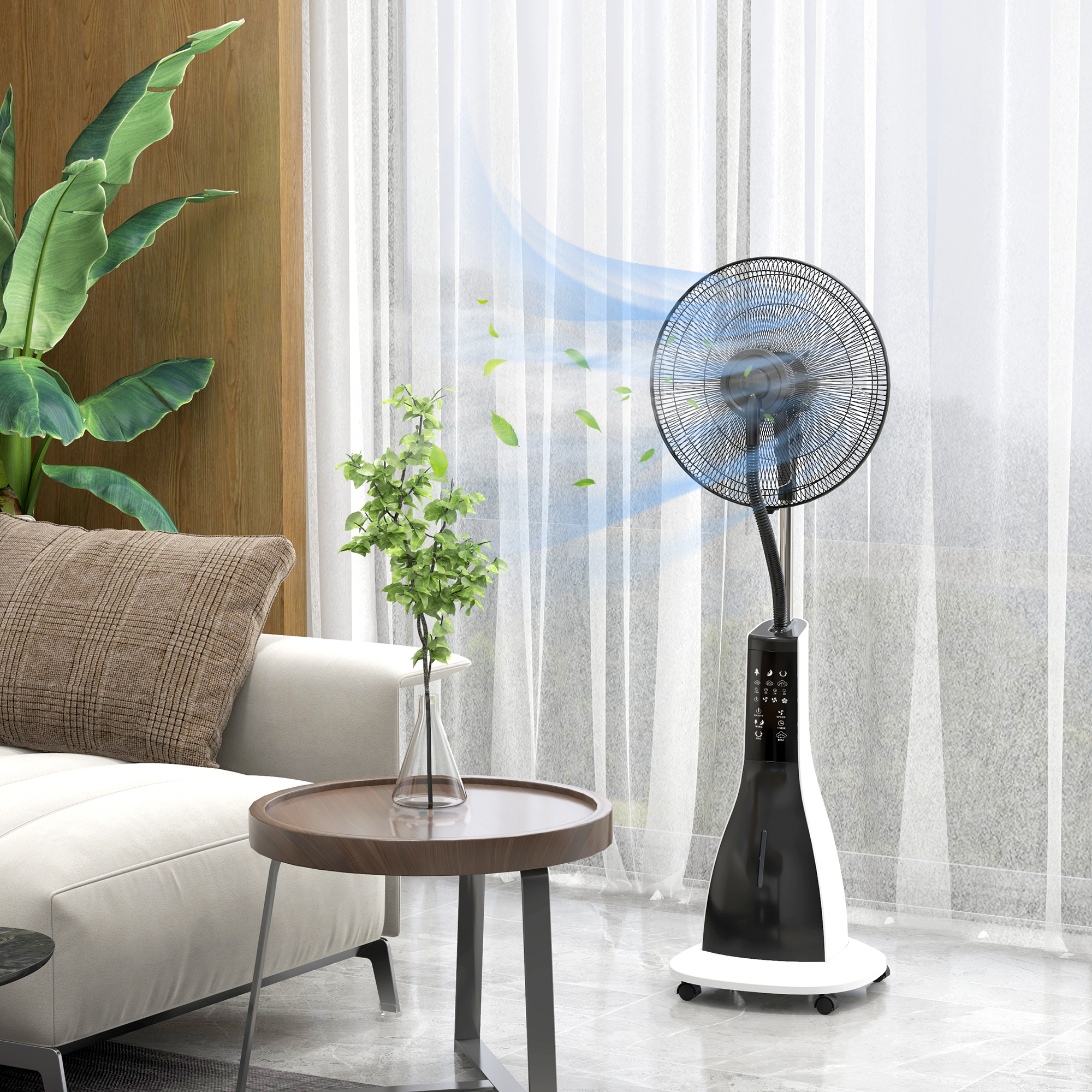 Ventilator mit Sprühnebel 44,5L x 38,5B x 120H cm Weiß+Schwarz
