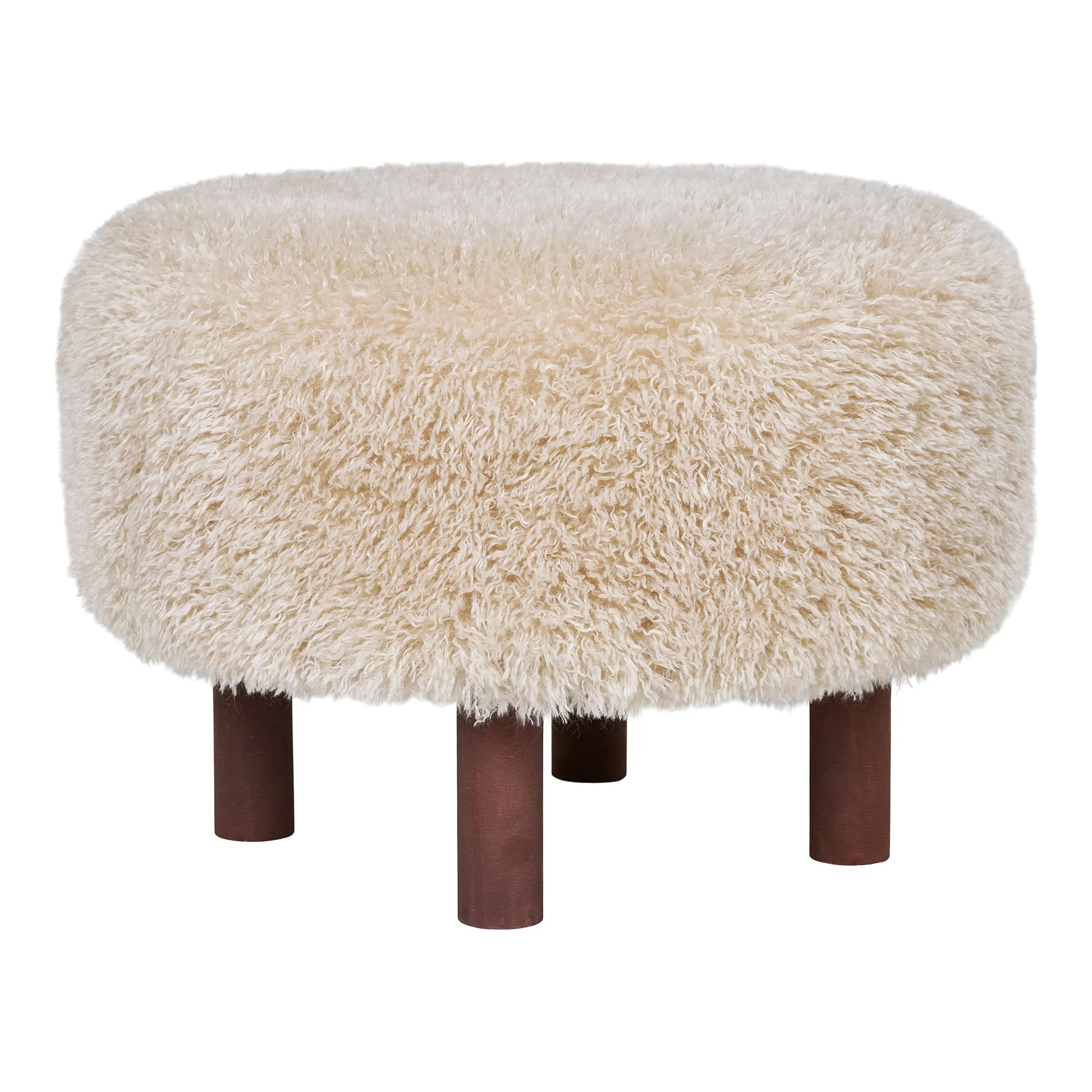 tinkaro Pouf Inverness Polyester, Kiefernholz, Sperrholz, Hellbraun