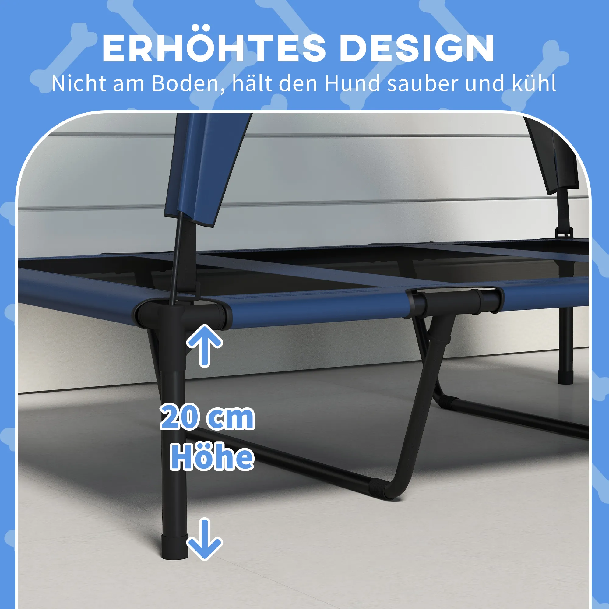 Hundebett Outdoor erhöht mit Dach, Oxford-Polyester, 106x76x94cm