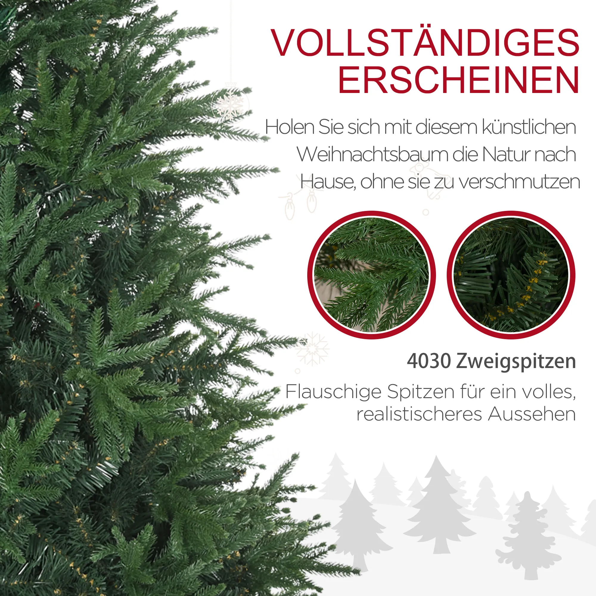 Kunsttanne Weihnachtsbaum realistisch PVC/PE, 180 cm, Grün