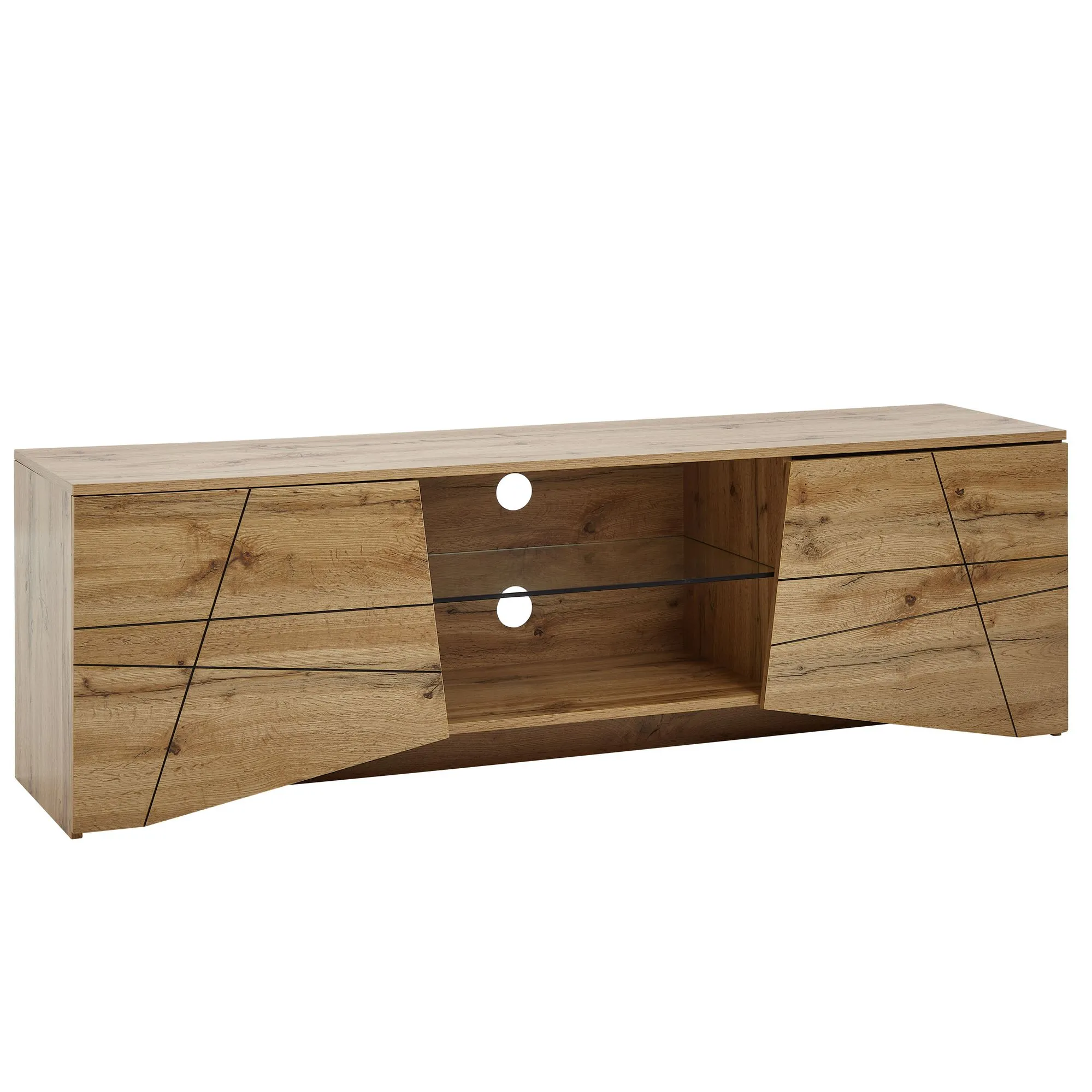 tinkaro Lowboard rechteckig ELVINA Holz-Eiche TV-Kommode Braun