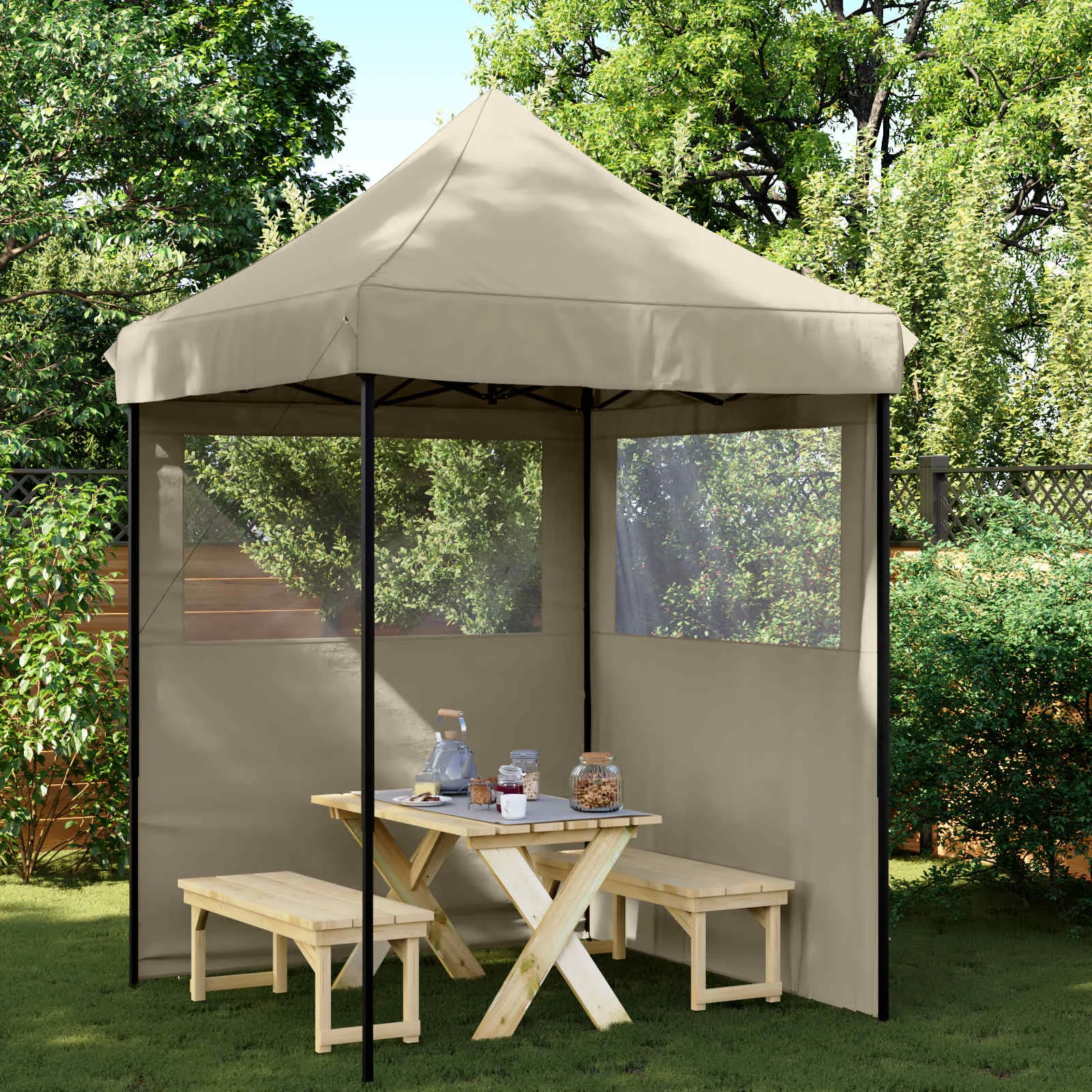 Modernes faltbares Partyzelt 200x200x306 cm in Taupe
