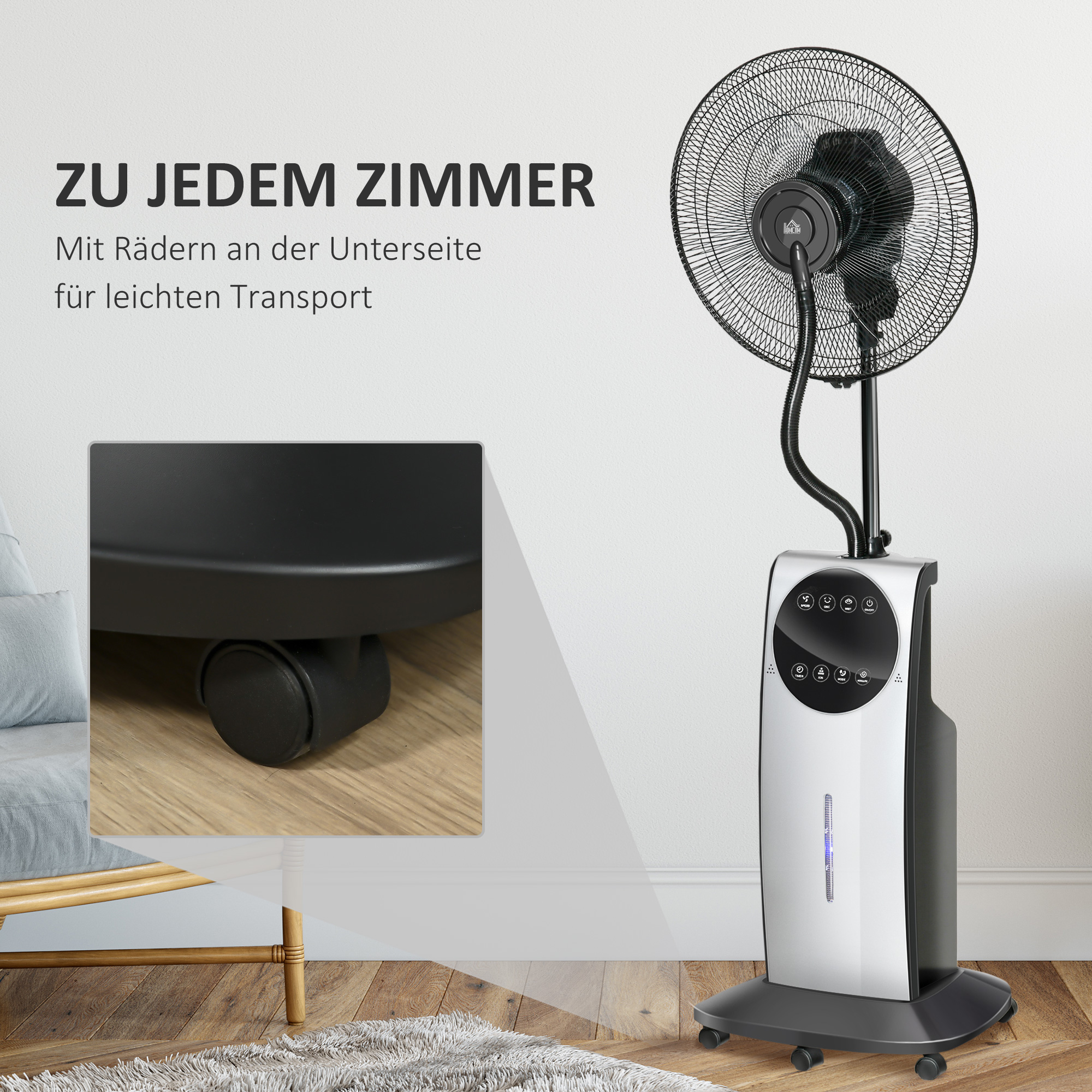 Standventilator mit Nebelfunktion 44,5 cm Schwarz