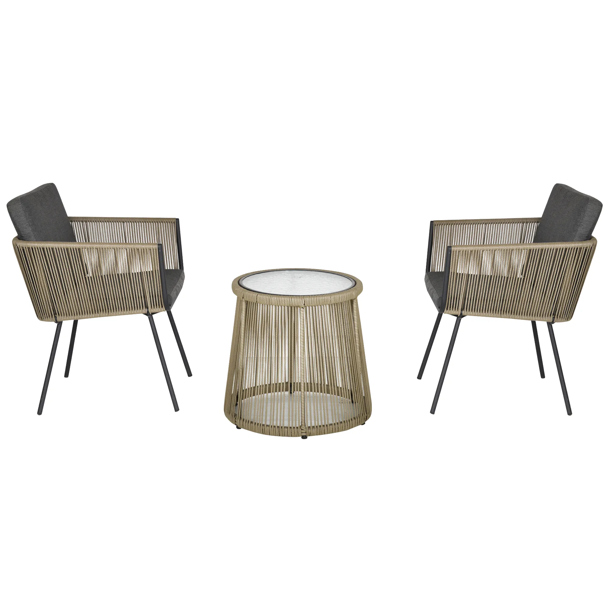 Klassische Gartengarnitur Khaki Ø49 x 47H cm, 60B x 60T x 67H cm