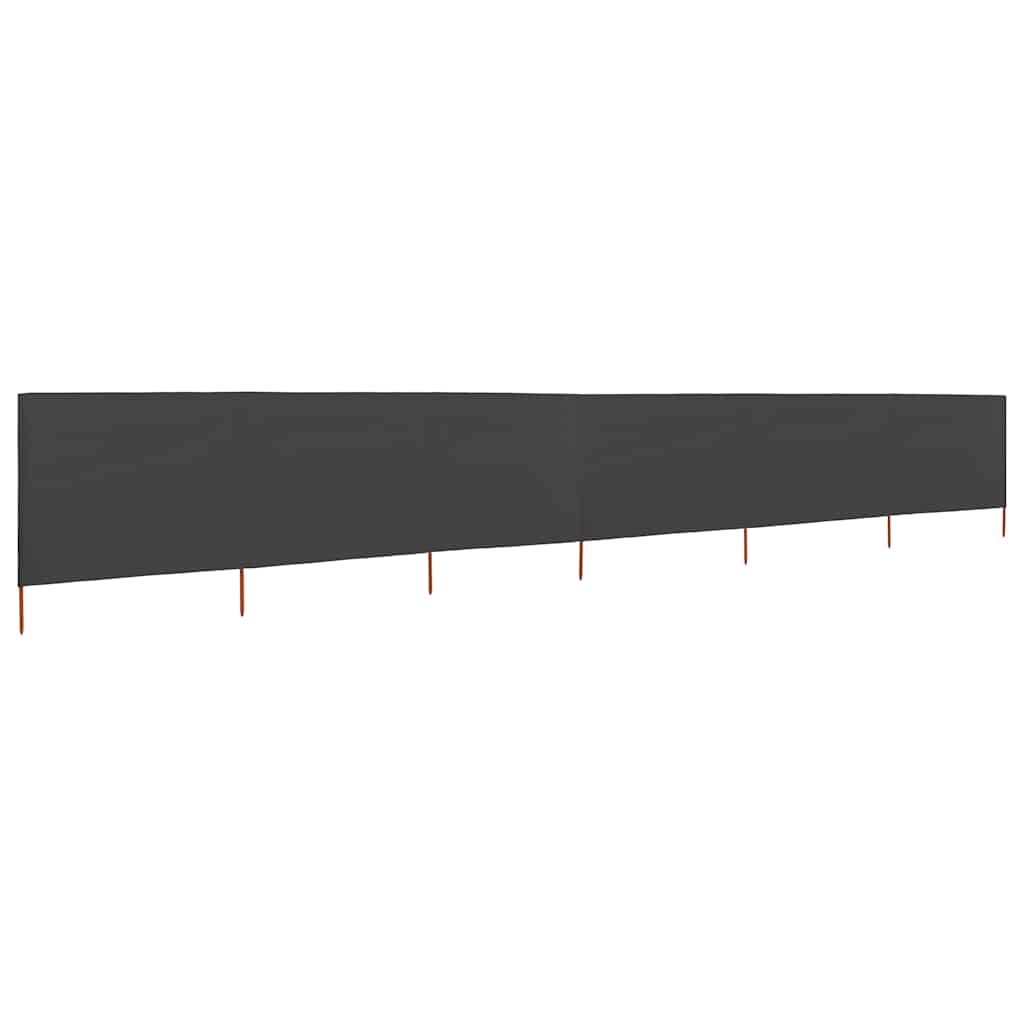 6-teiliger faltbarer Windschutz 800x160 cm Anthrazit mit Massivholzpfählen