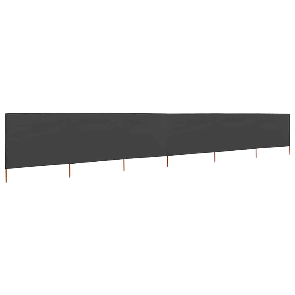 6-teiliger faltbarer Windschutz 800x160 cm Anthrazit mit Massivholzpfählen