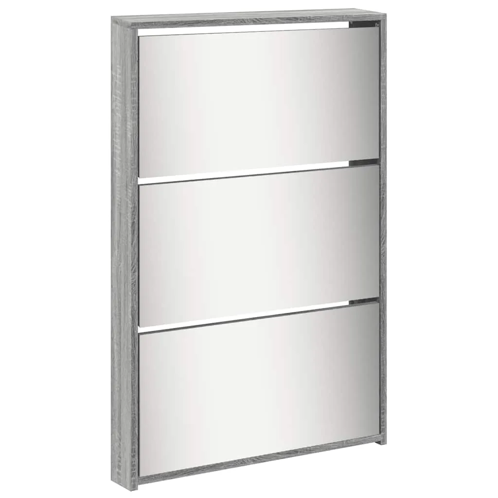 Moderner Schuhschrank Grau Sonoma 63x17x169,5 cm mit 5 Kippfächern