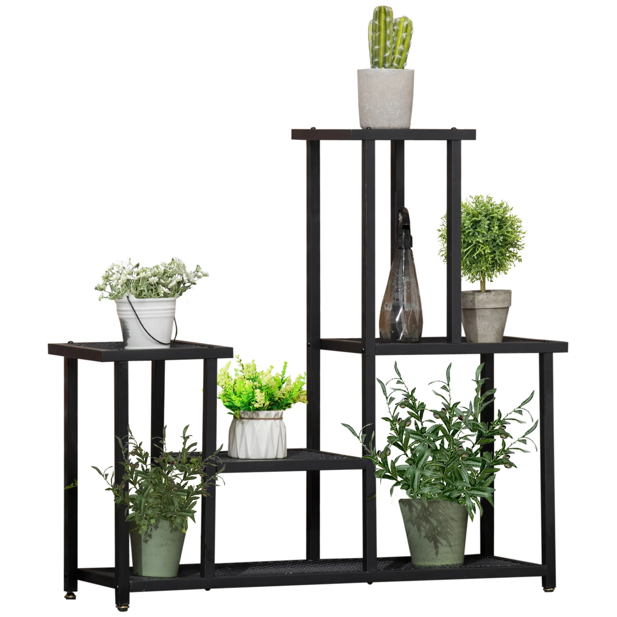 Pflanzenständer Schwarz 91L x 25B x 83H cm mit 4 Regalen