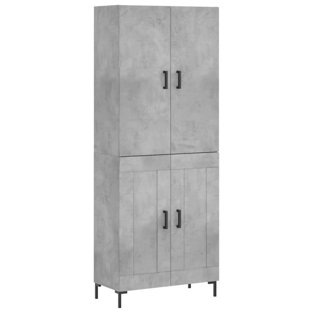 Highboard mit Sideboard 69,5x34x180 cm Betongrau aus Holzwerkstoff und Metall
