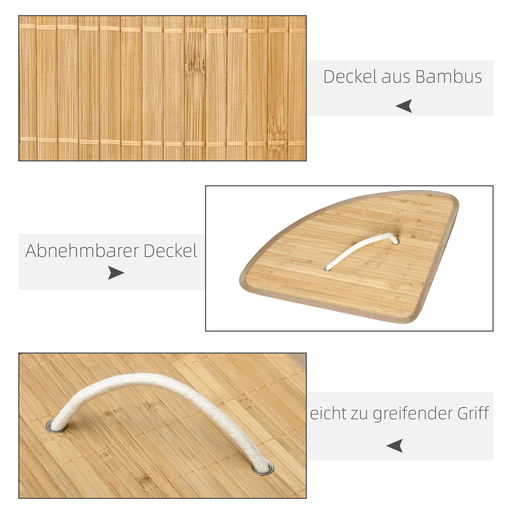 Wäschekorb 38L x 38B x 57H cm in Natur