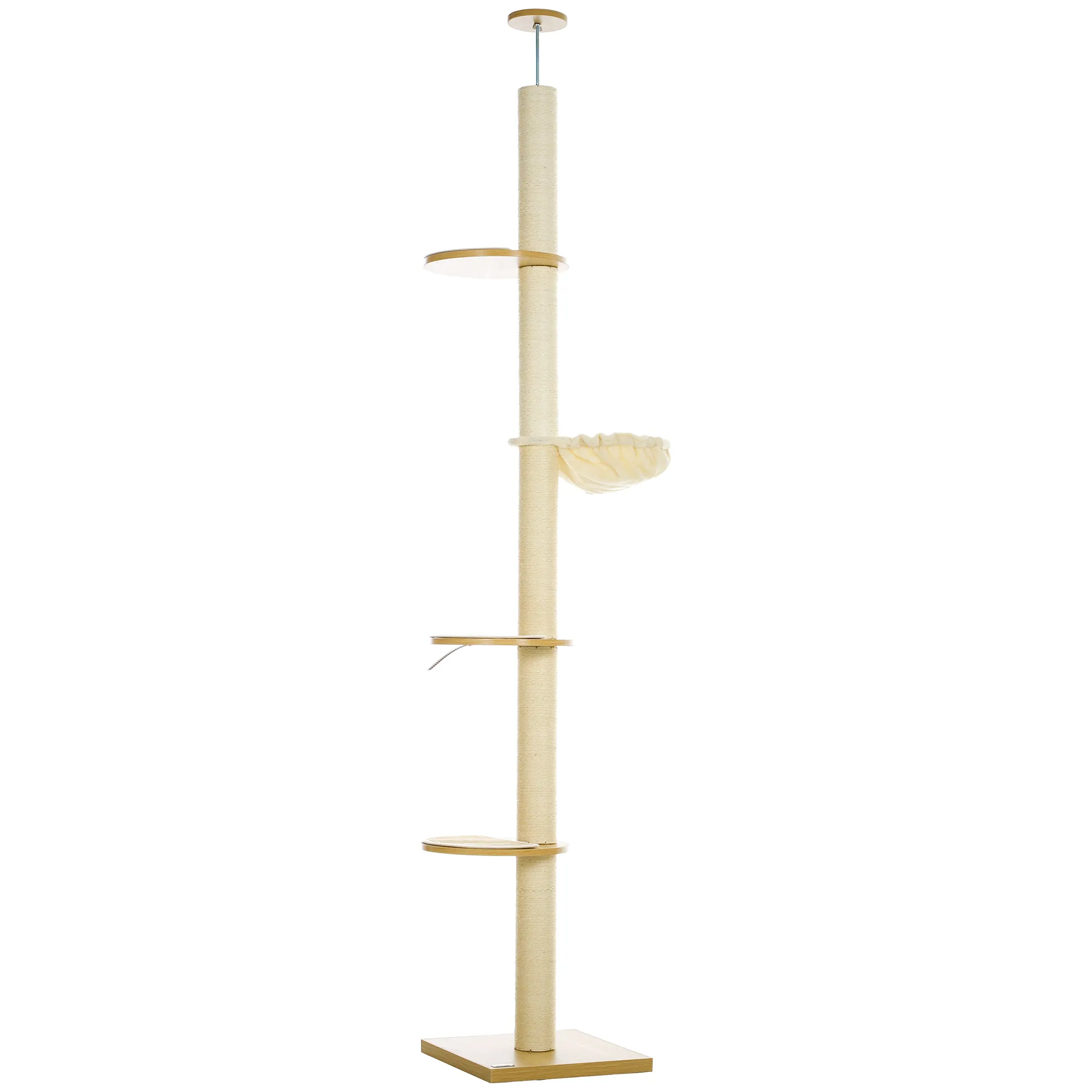 Deckenhoher Katzenkratzbaum 230-250 cm Eiche+Cremeweiß