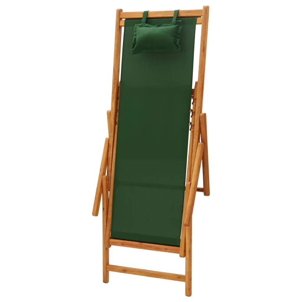 Strandstuhl aus massivem Holz Grün 60 x (112/119/127) x (81/88,5/95) cm
