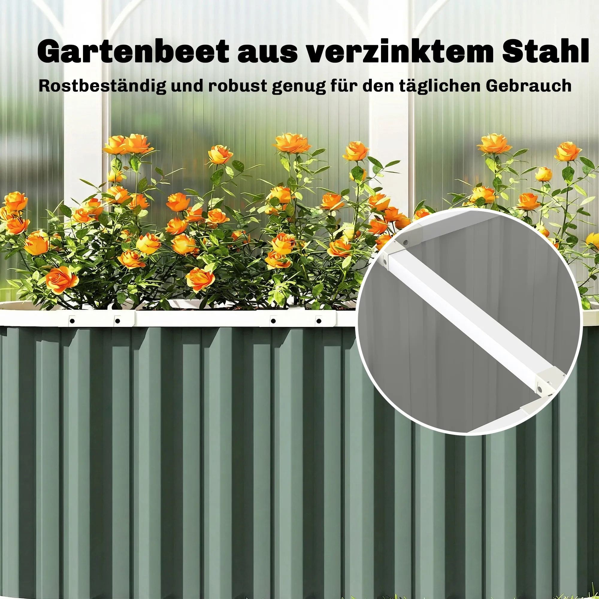 Hochbeet 136x53x61 cm in Hellgrün für Kräuter und Gemüse