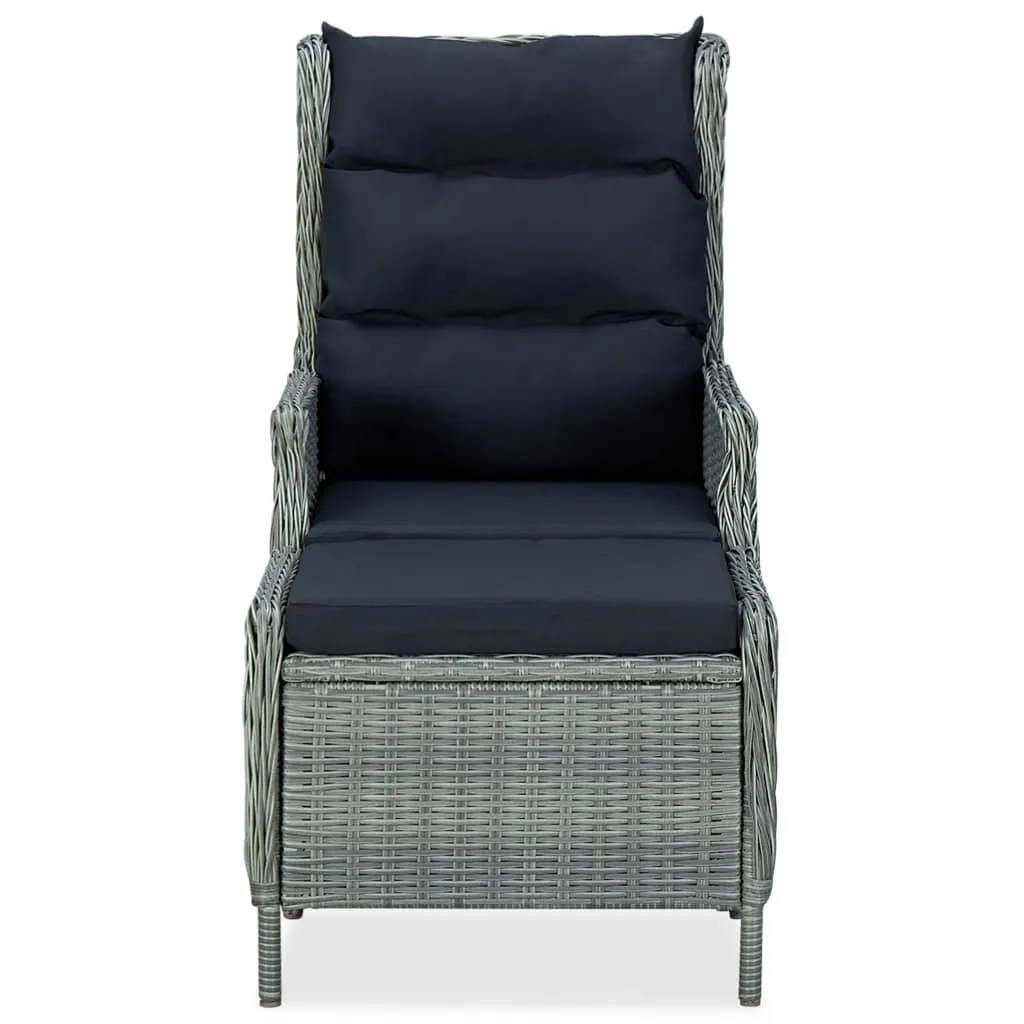 Gartensessel Hellgrau aus rundem PE-Rattan 57x88x100 cm