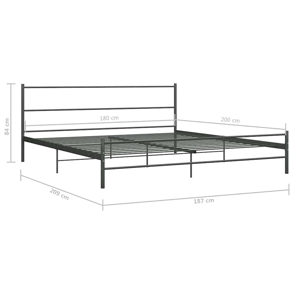 Metall-Doppelbett 209x187x84 cm Grau, pulverbeschichtet