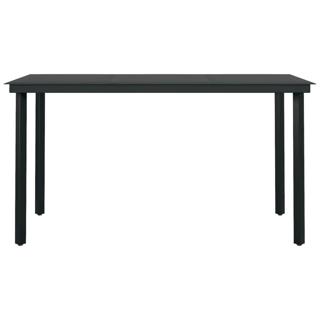 Garten-Esstisch Schwarz 140x70x74 cm Stahl und Glas