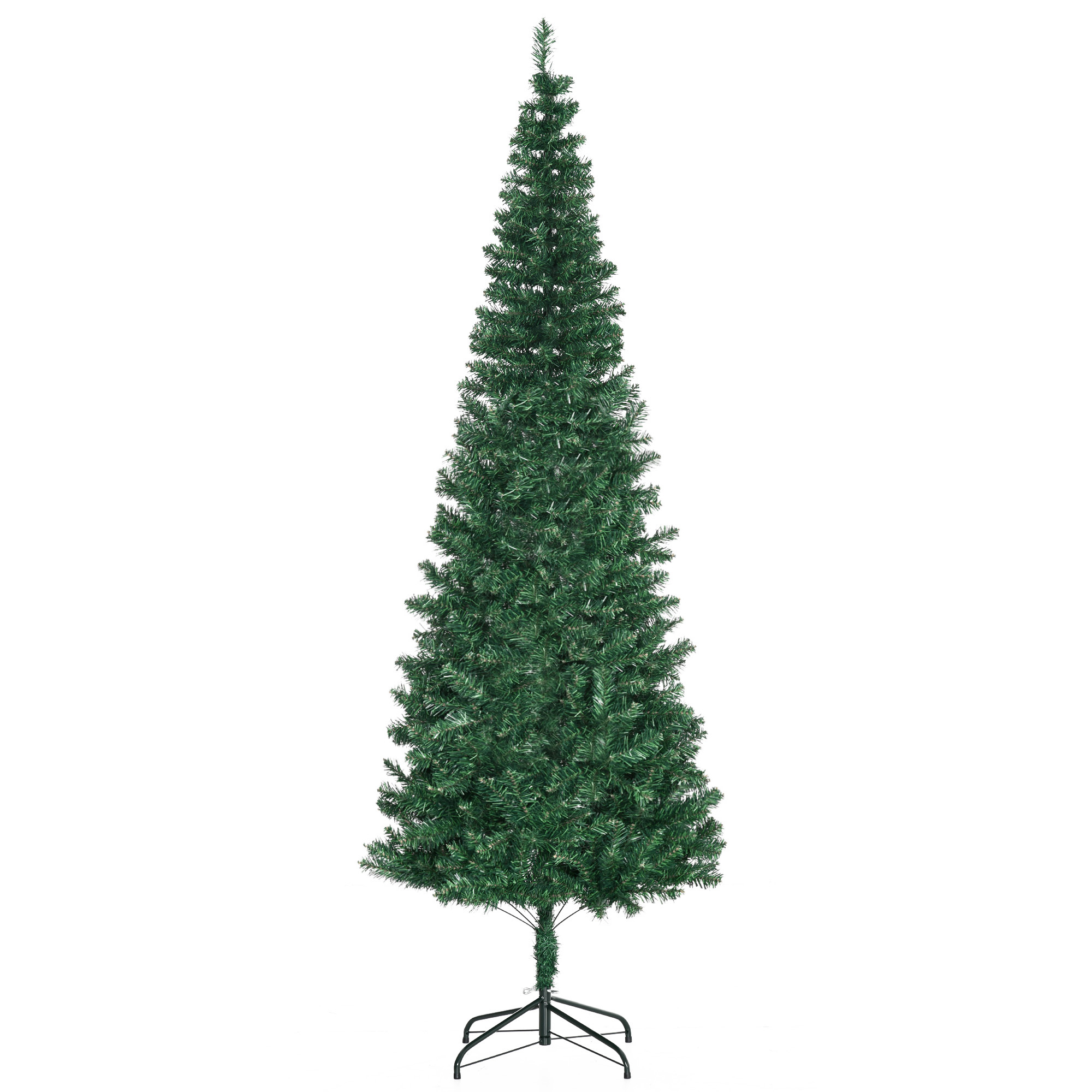 Weihnachtsbaum Kunsttanne künstlicher Christbaum, inkl. Standfuß, LED´s, 2,1 m, 1 Weihnachtsstern, Grün