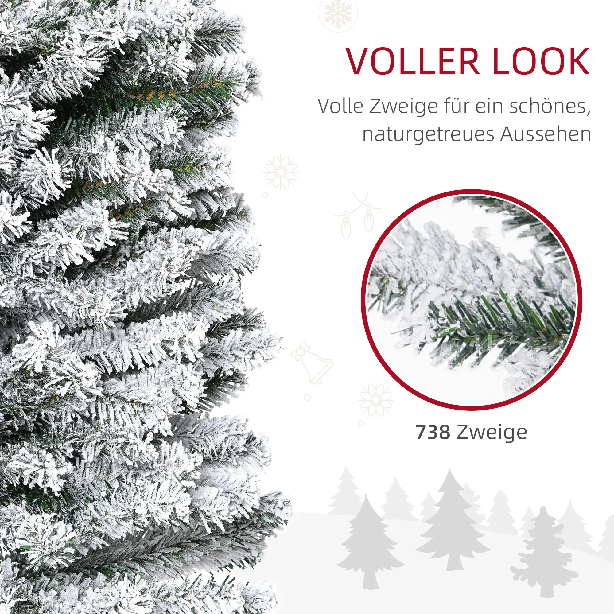 Künstlicher Weihnachtsbaum Bleistift Kiefer mit Schnee 225 cm Grün