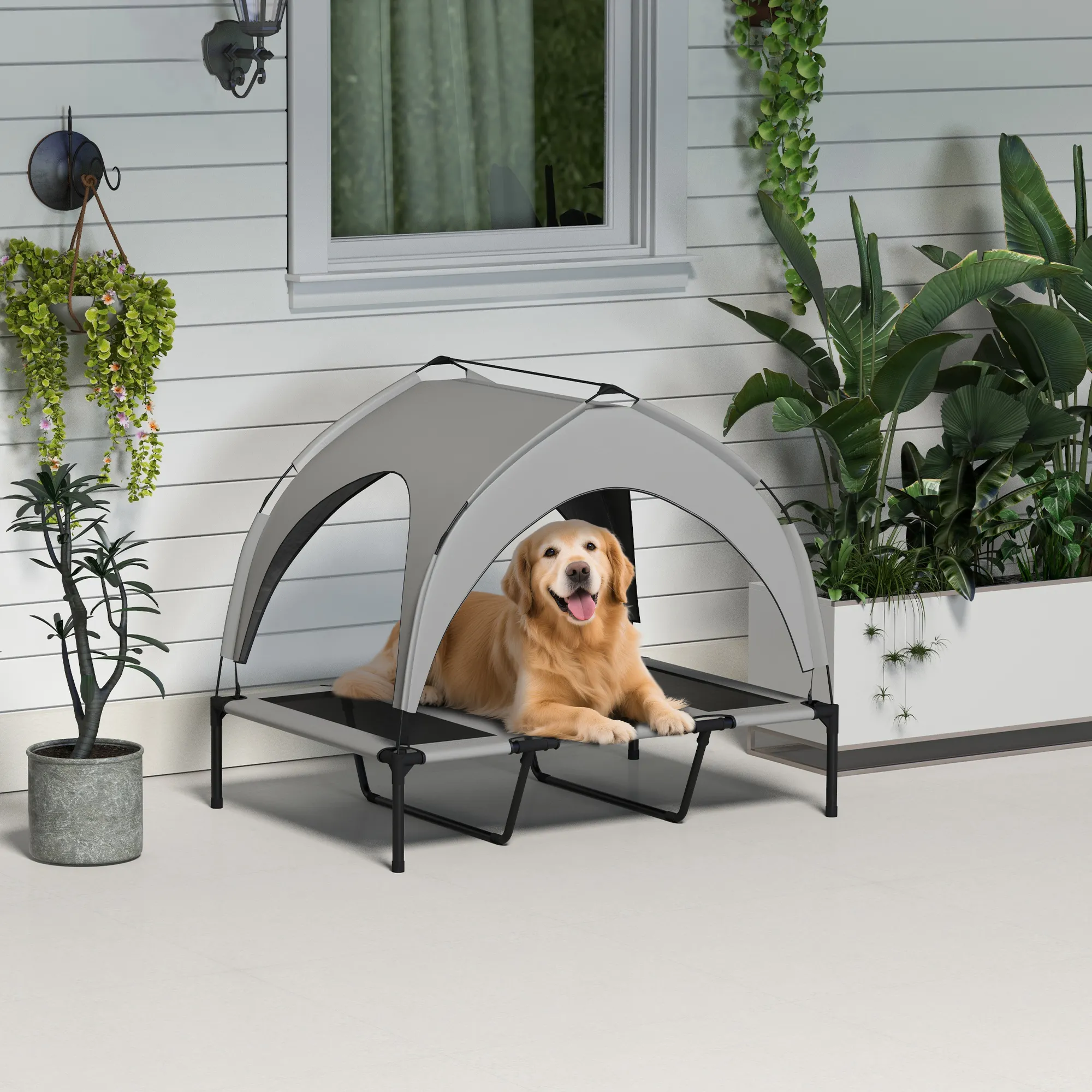 Hundebett Outdoor wetterbeständig Oxford-Polyester Hellgrau