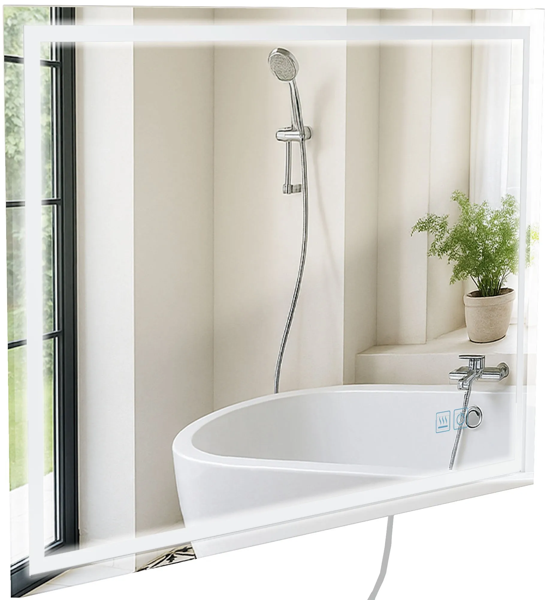 Badspiegel Jaffrey LED 80x60 cm Klarglas