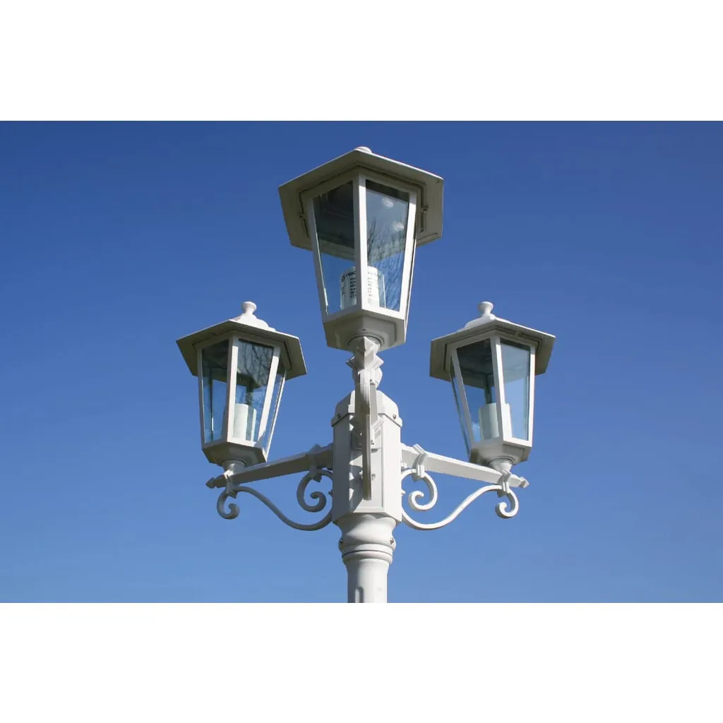 Garten-Mastleuchte 215 cm Weiß mit 3 Lampen und E27-Fassung