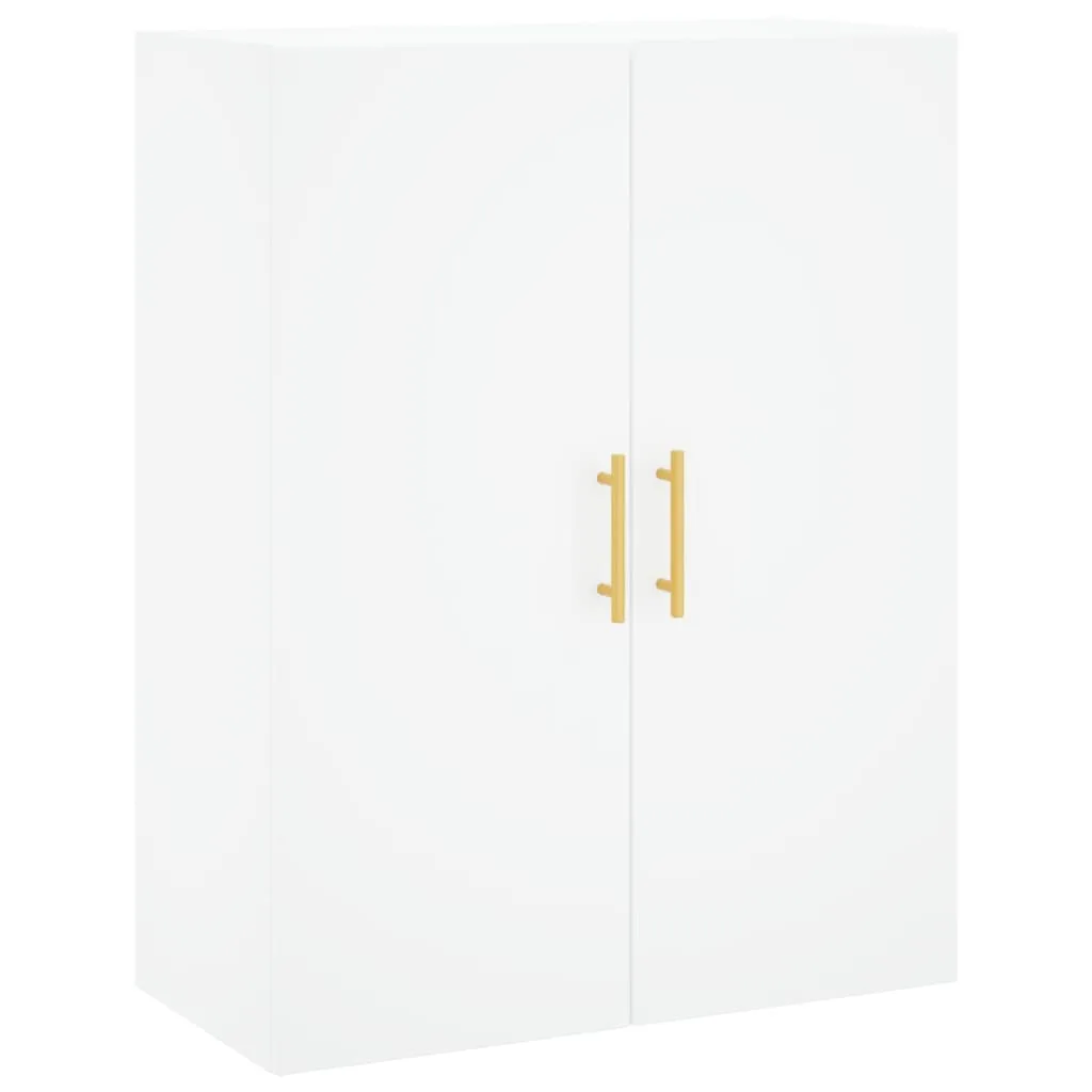 Weißes Highboard aus Holzwerkstoff und Metall 69,5 x 34 x 180 cm