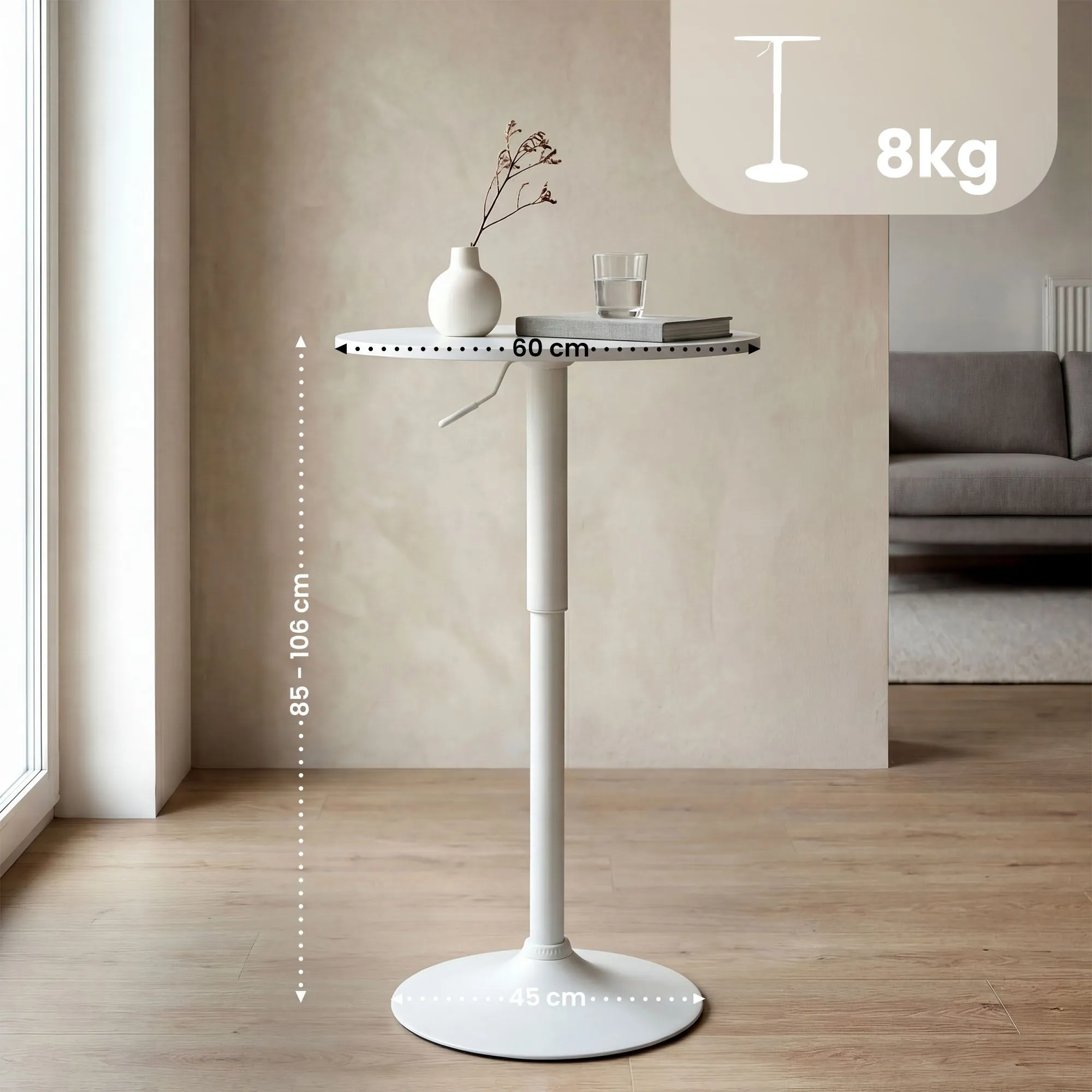Stehtisch Lamoni 60x60x85 cm weiß/weiß Massivholz