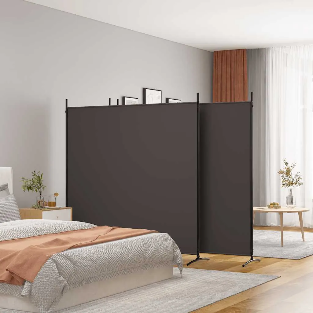 Paravent Raumteiler 698x180 cm Braun Stoff mit 4 Paneelen zusammenklappbar