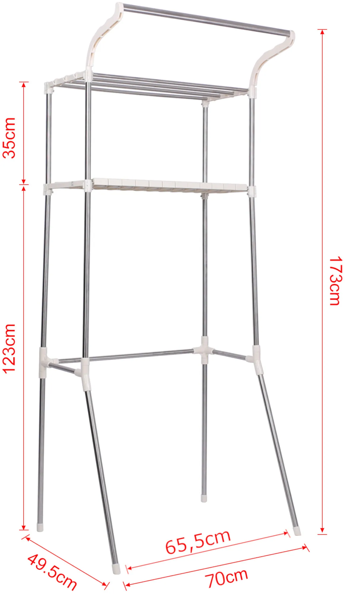 CLP Waschmaschinenregal Ellsworth 173x70x49,5 cm weiß