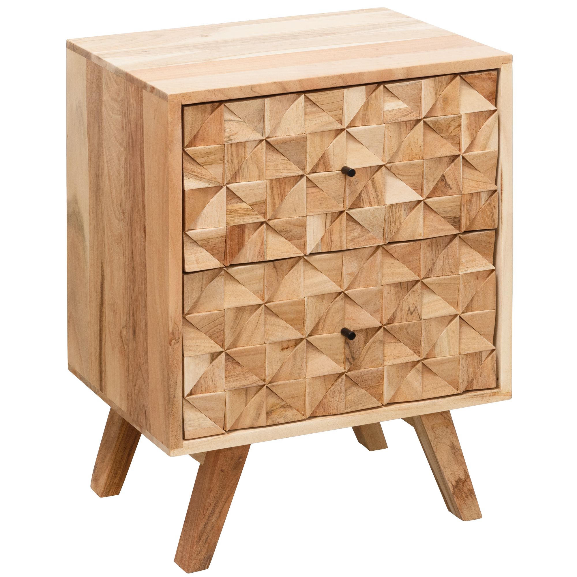tinkaro Nachttisch KIRA Design Nachtschrank Landhaus Akazie Nachtkommode