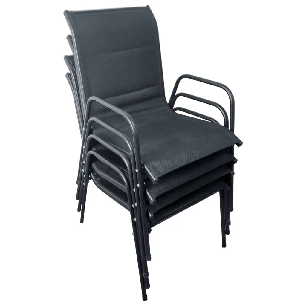 Gartenmöbel-Set Schwarz 80x71 cm Tisch & 4 Textilene-Stühle