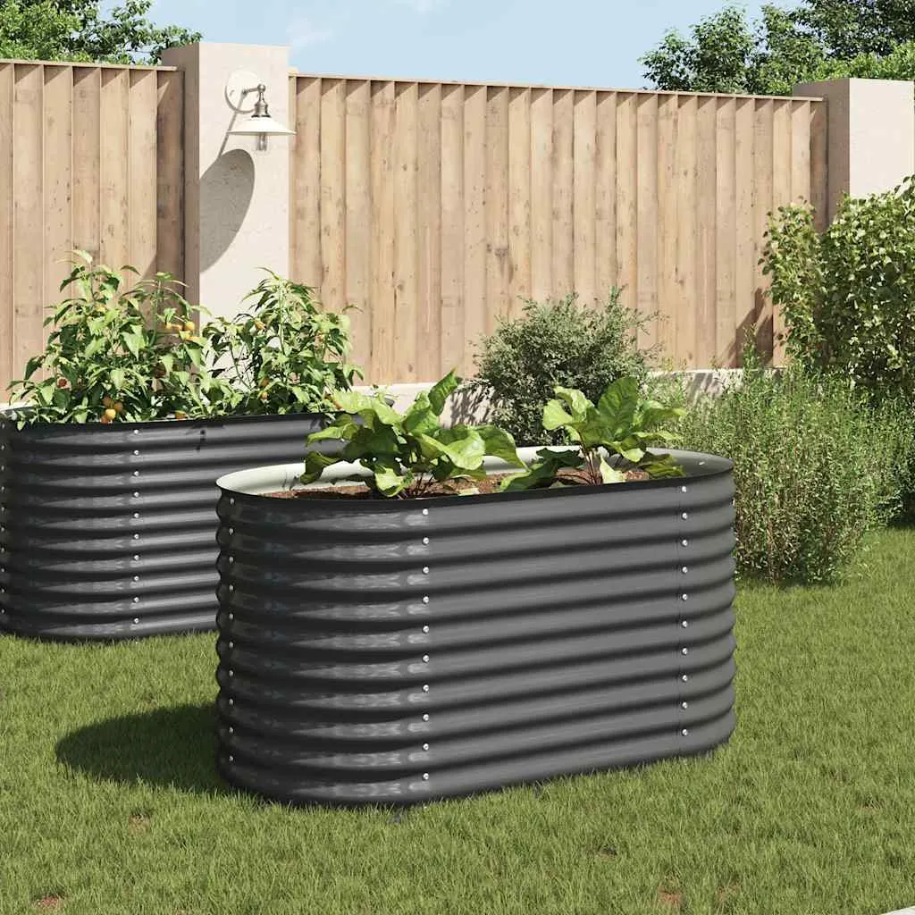 Garten-Hochbeet aus verzinktem Stahl 160 x 80 x 81 cm Grau