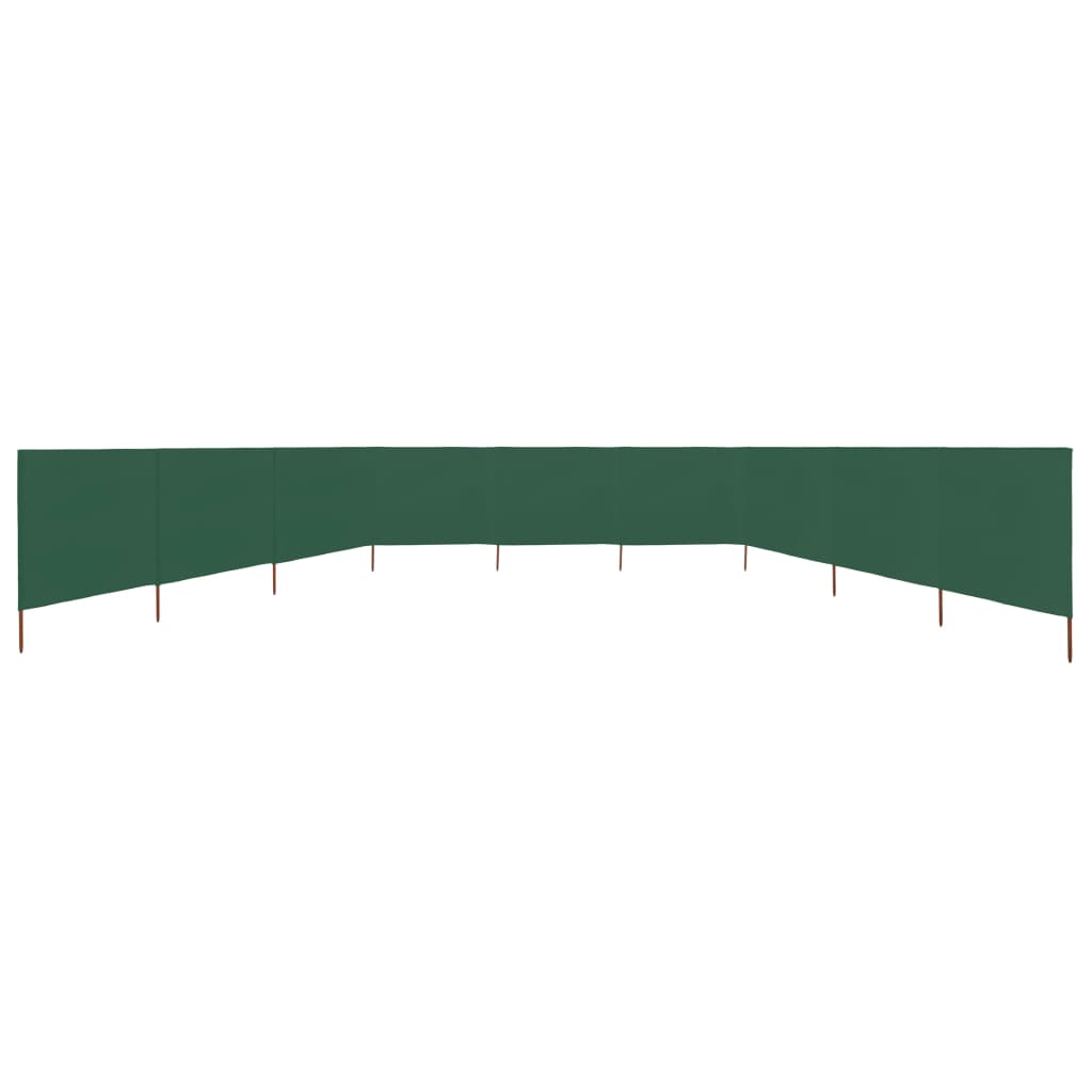 9-teiliger faltbarer Windschutz 1200 x 80 cm Grün mit Massivholzpfählen