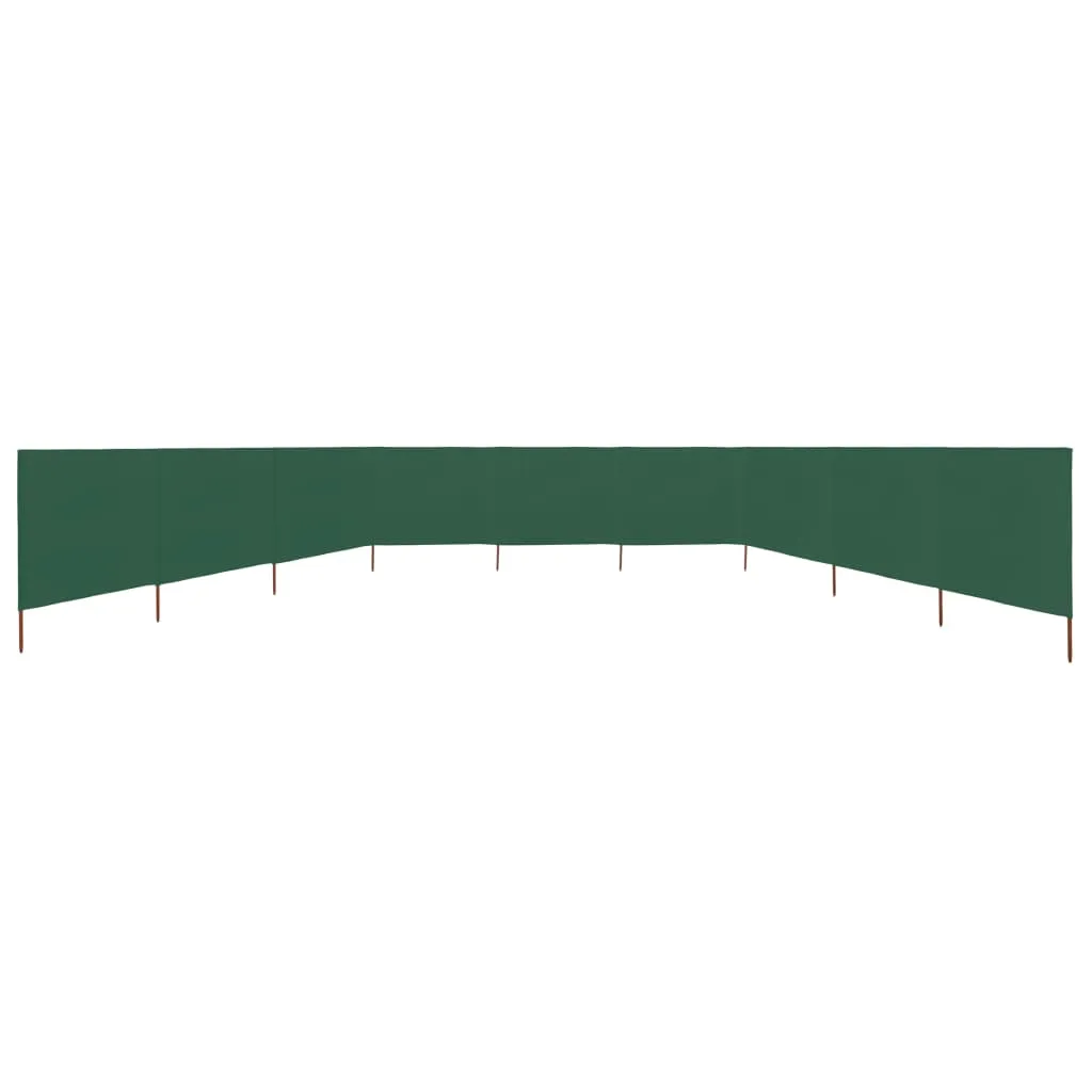 9-teiliger faltbarer Windschutz 1200 x 80 cm Grün mit Massivholzpfählen