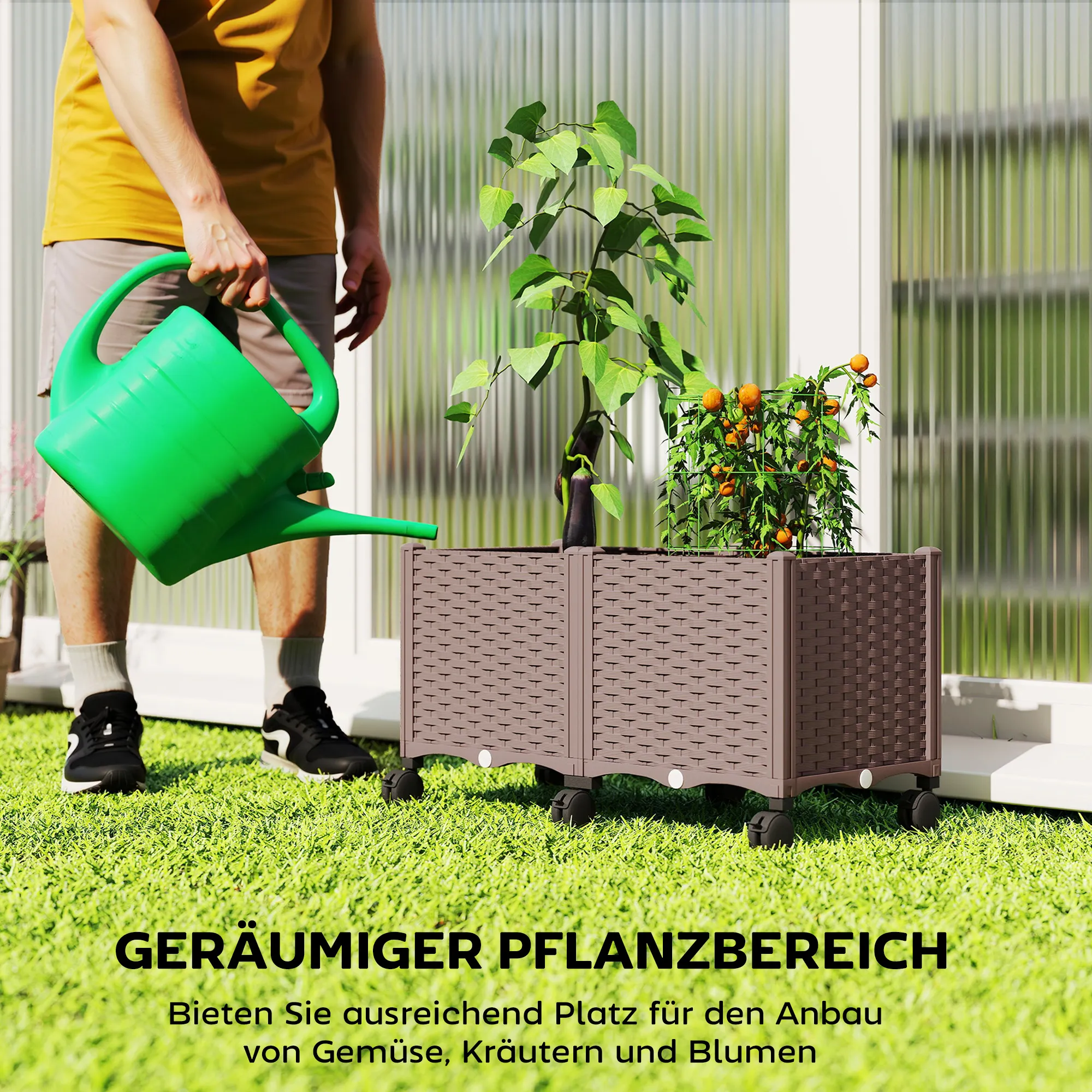 Hochbeet 80L x 40B x 43H cm in Braun mit Selbstbewässerung