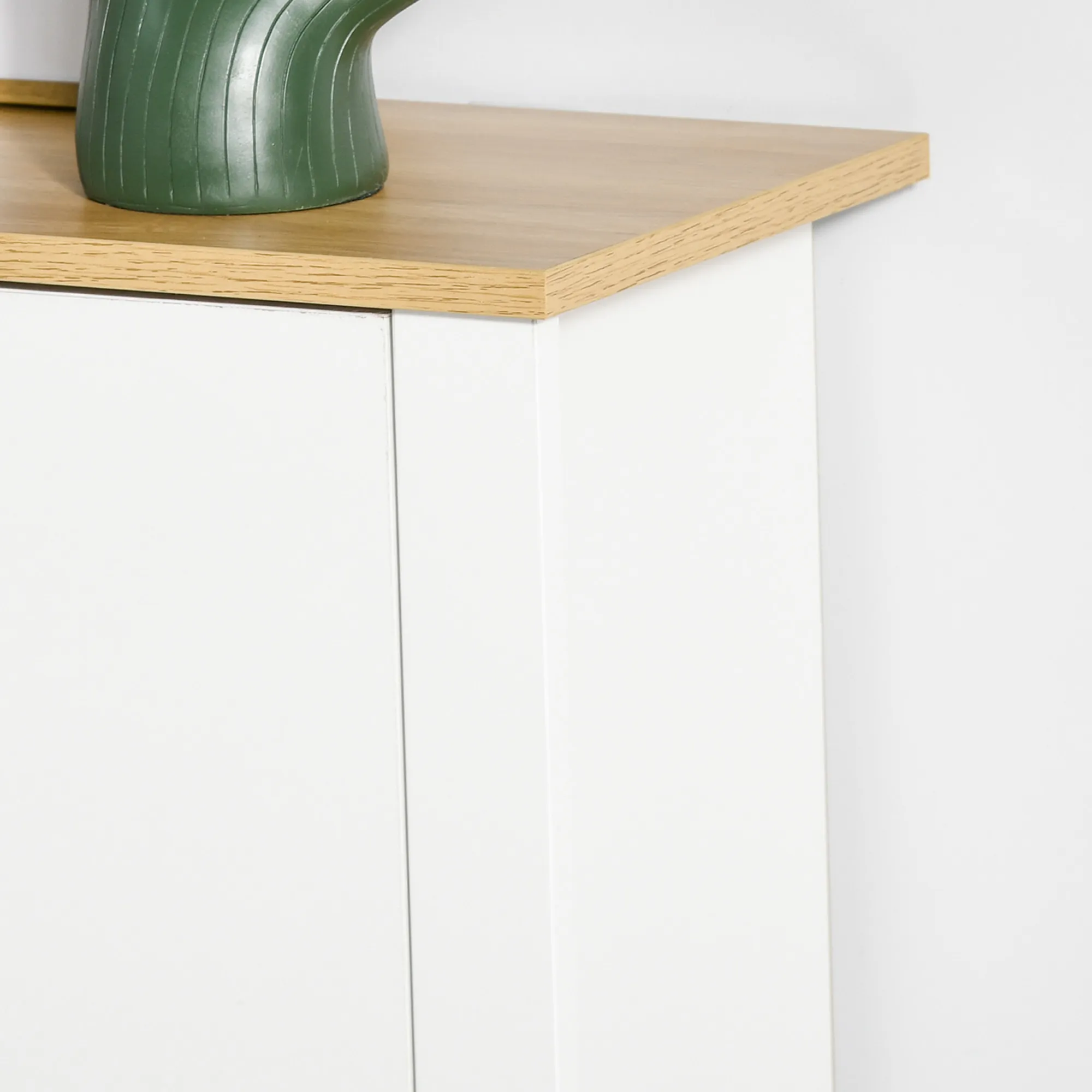 Schuhschrank Schruhregal Schuhaufbewahrung, 2 Fächer, 12 Paar Schuhe, 72 cm x 26 cm x 80 cm, Weiß + Braun