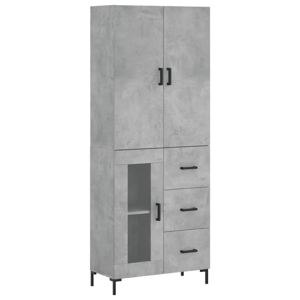 Highboard mit Sideboard 69,5x34x180 cm Betongrau aus Holzwerkstoff und Metall