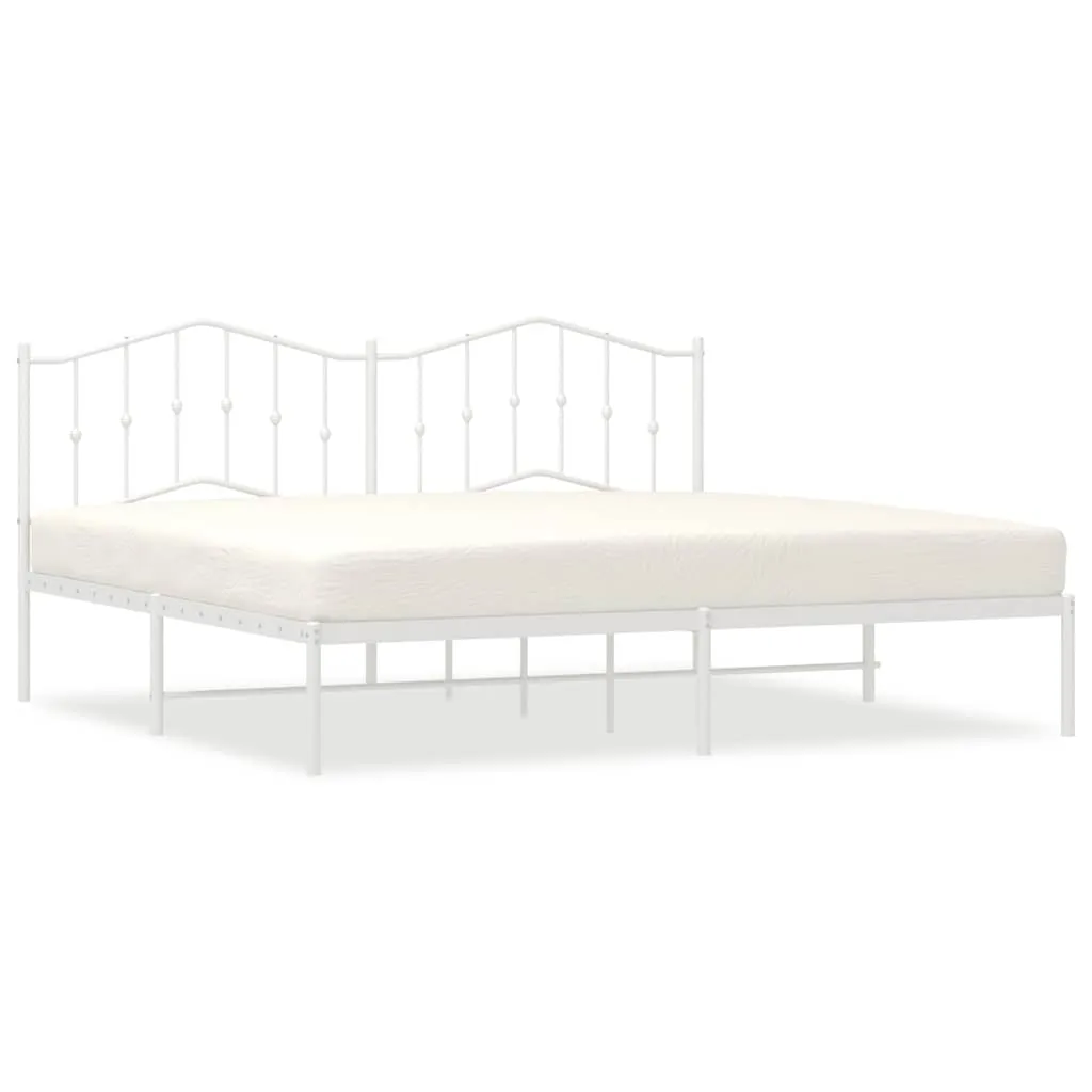 Bettgestell mit Kopfteil Metall Weiß 193x203 cm