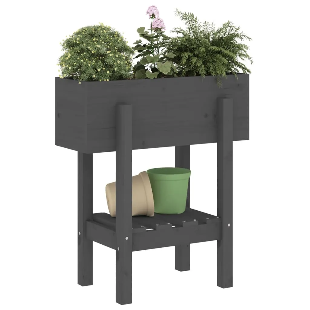 Pflanzkübel aus massivholz Grau 62 x 30 x 69 cm