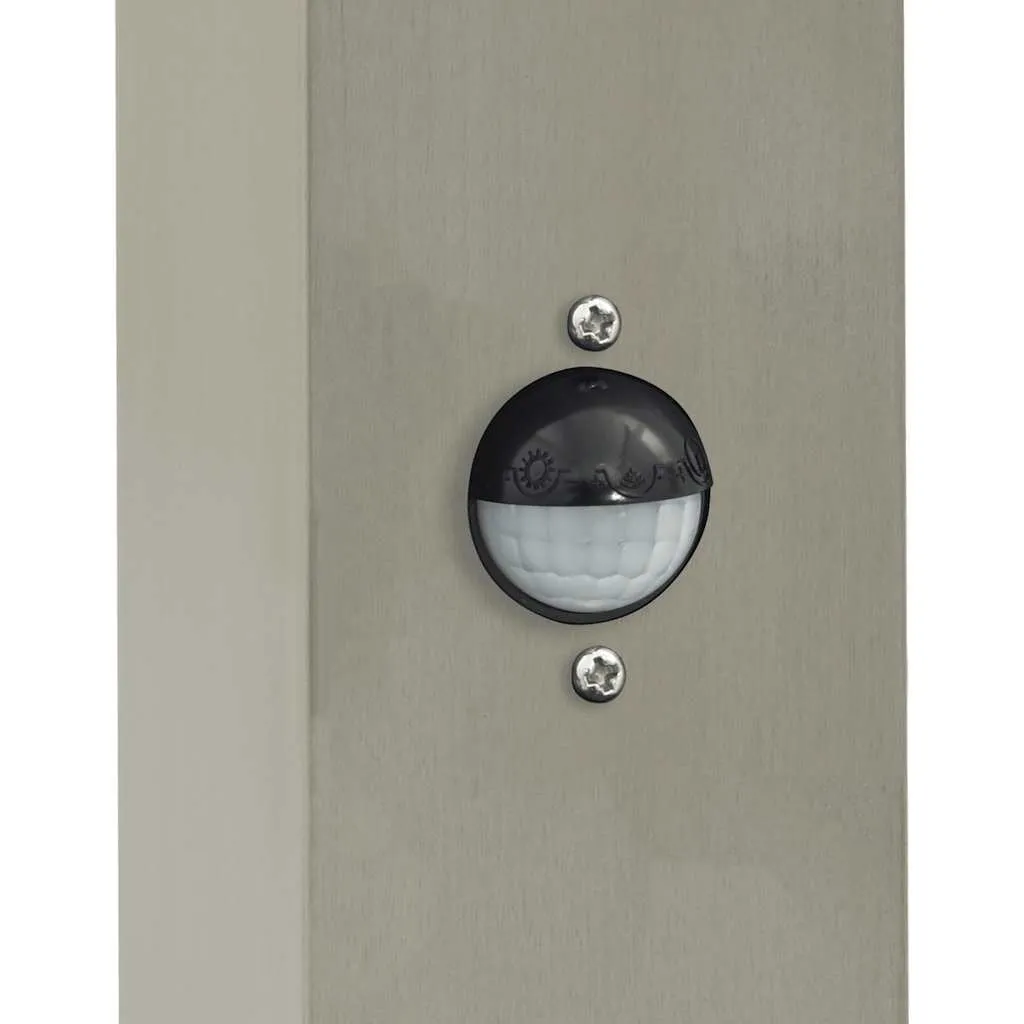 Silberne Außenstehleuchte aus Edelstahl 10x10x50 cm mit Bewegungsmelder