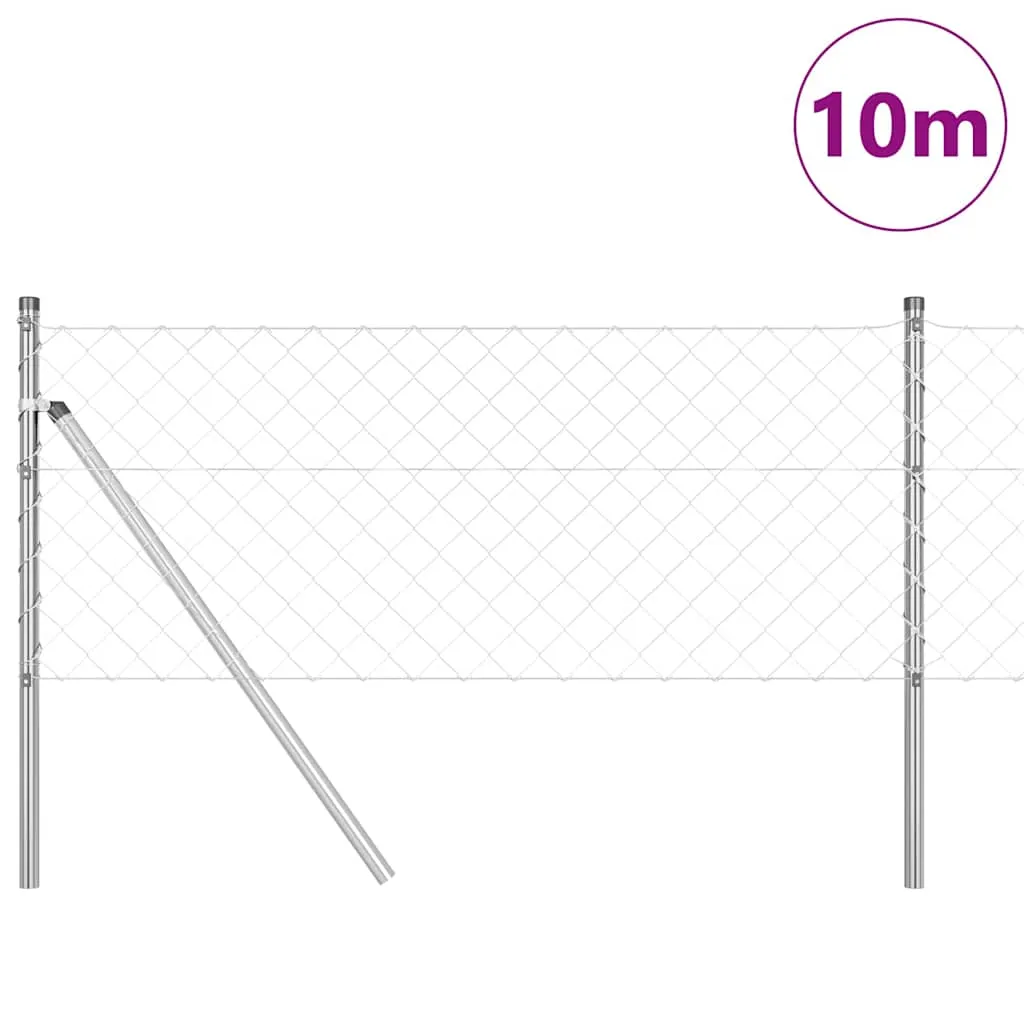 Zaunpfosten Set aus Stahl 1000 x 3,2 x 80 cm Silber