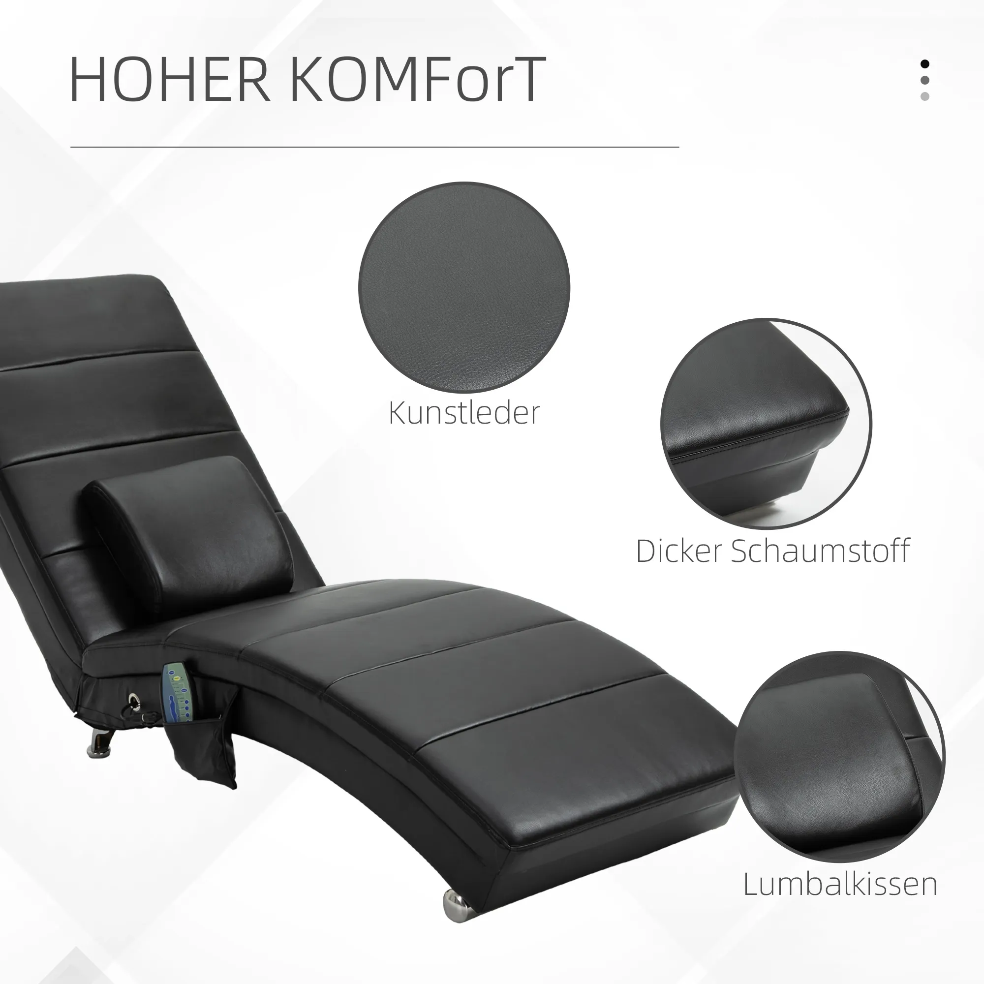 Luxuriöser Relaxsessel Schwarz B58 x T163 x H87 cm