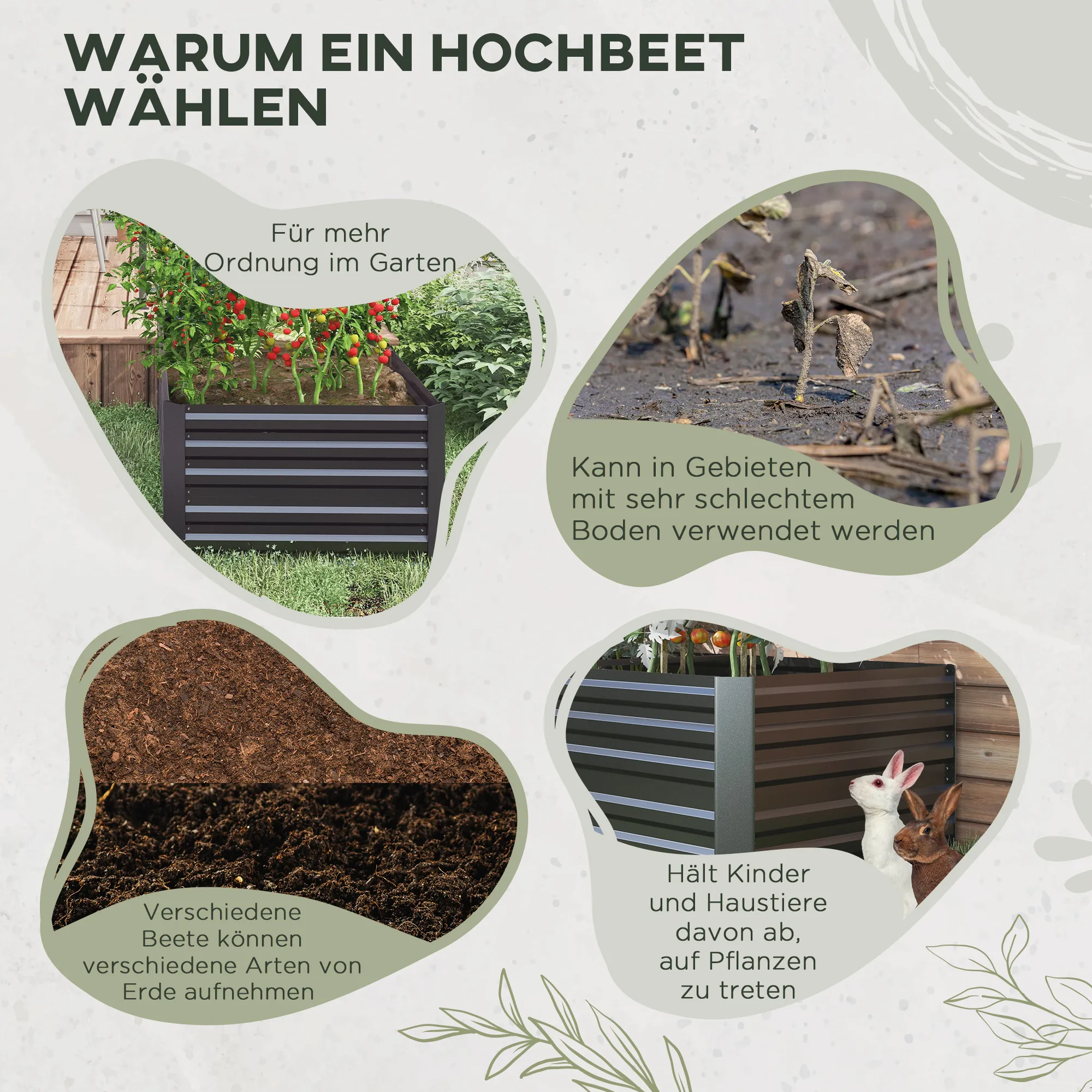 Hochbeet Dunkelgrau 180 x 90 cm aus Stahl für Innen und Außen