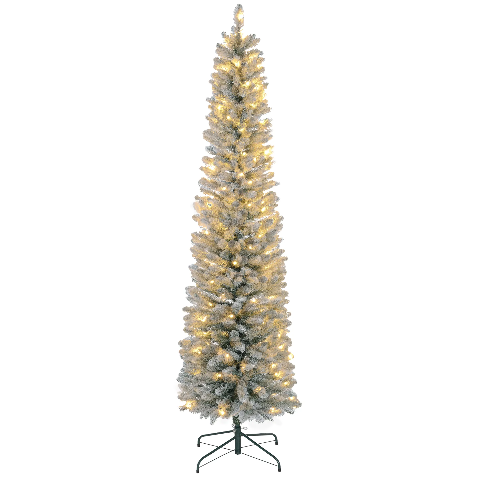Künstlicher Weihnachtsbaum 210 cm mit LED-Lichterkette Grün-Weiß